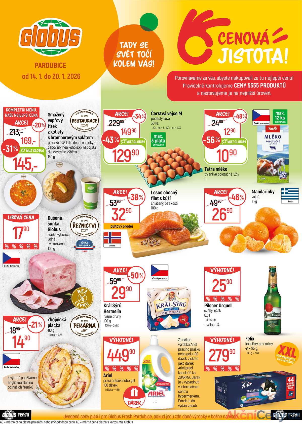 Akční leták Globus 14.1. - 20.1.2026 - Globus Pardubice strana 1