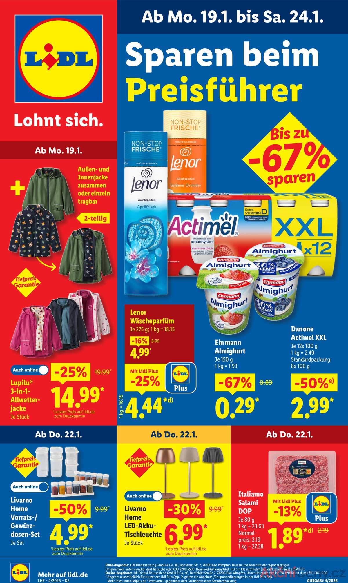 Leták Lidl Německo 19.1.-24.1.2026 strana 1