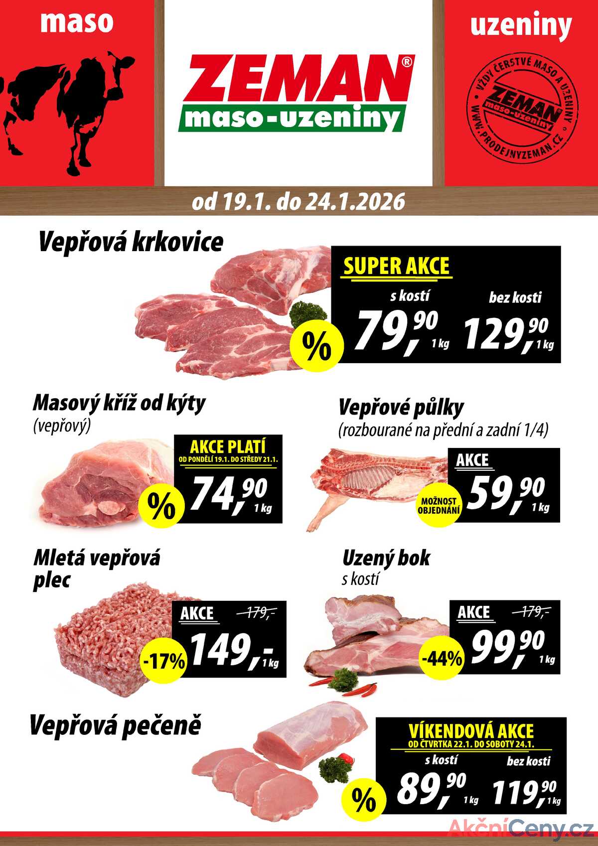 ZEMAN maso-uzeniny akční leták pro vybrané prodejny druhé skupiny od 19.1. do 24.1.2026 strana 1