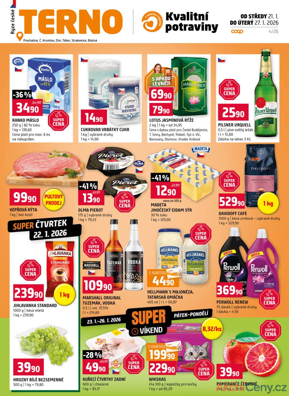 Leták Terno - Terno Zlín, Prachatice, Český Krumlov, Tábor, Strakonice, Blatná 21.1. - 27.1. - strana 1