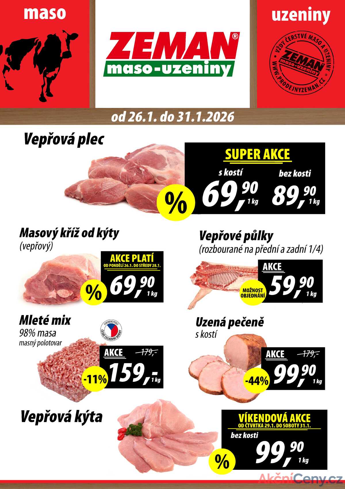 ZEMAN maso-uzeniny akční leták pro vybrané prodejny druhé skupiny od 26.1. do 31.1.2026 strana 1