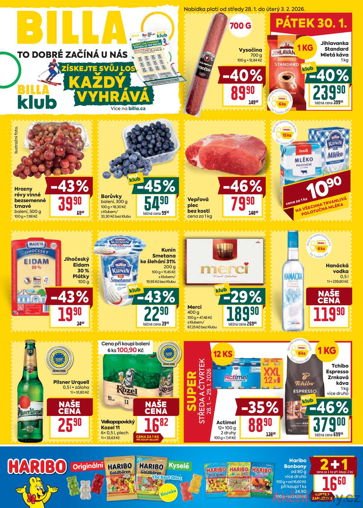Billa malý leták od 28.1. do 3.2.2026 strana 1