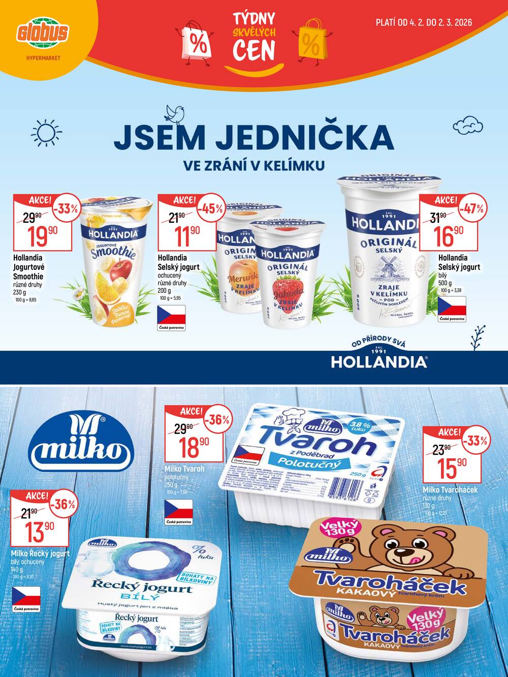 Akční leták Globus 4.2. - 2.3.2026 - Globus Praha - Centrum Černý Most