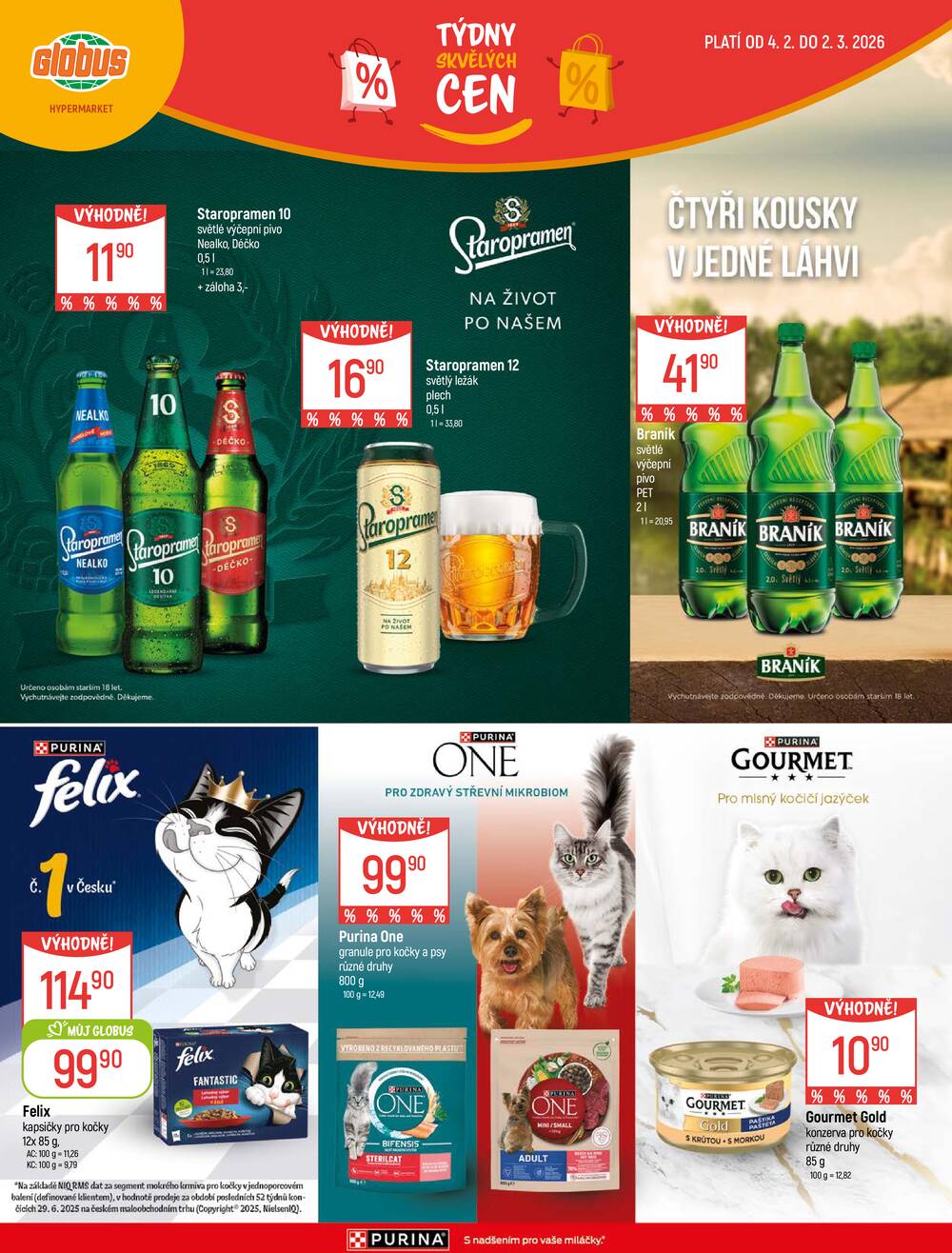 Akční leták Globus 4.2. - 2.3.2026 - Globus Praha - Centrum Černý Most