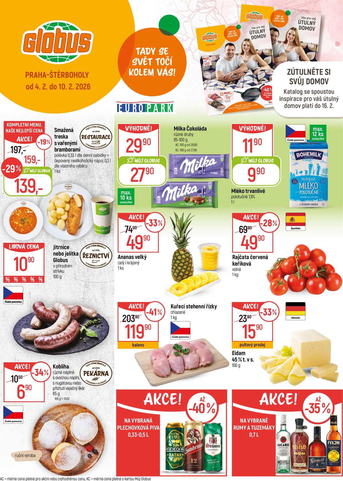 Akční leták Globus 4.2. - 10.2.2026 - Globus Praha - Štěrboholy strana 1