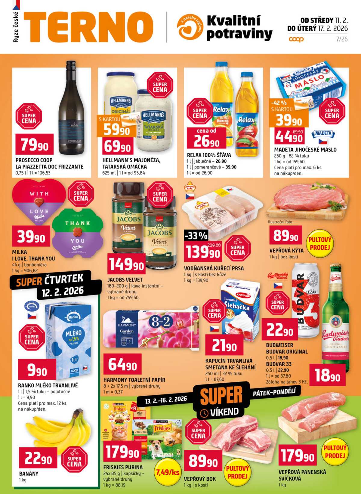 Terno České Budějovice, Hradec Králové, Olomouc, Bechyně, Třeboň, Trhové sviny, Bechyně, Týn nad Vltavou, Borovany od 11.2. do 17.2.2026 strana 1