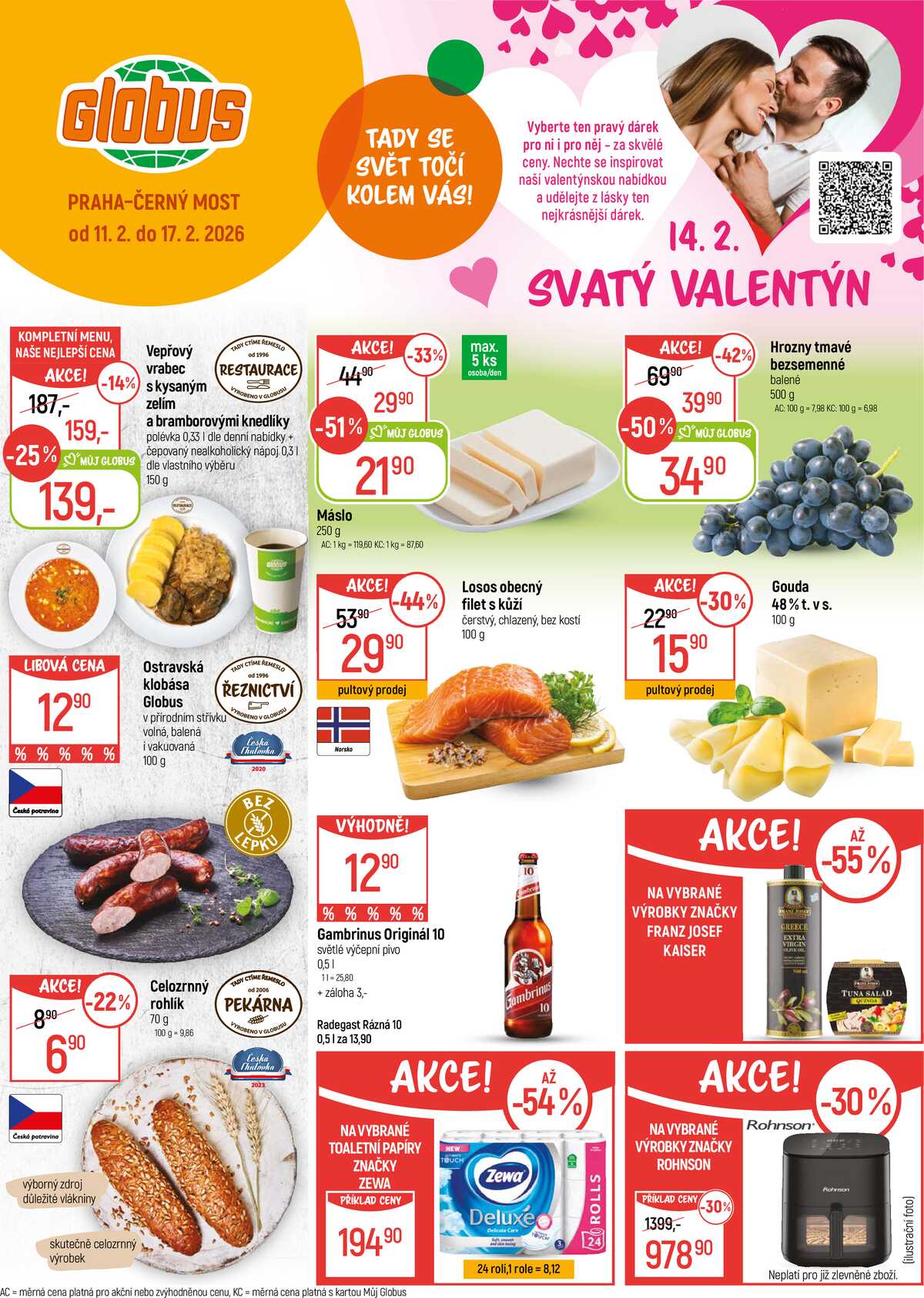 Akční leták Globus 11.2. - 17.2.2026 - Globus Praha - Centrum Černý Most strana 1