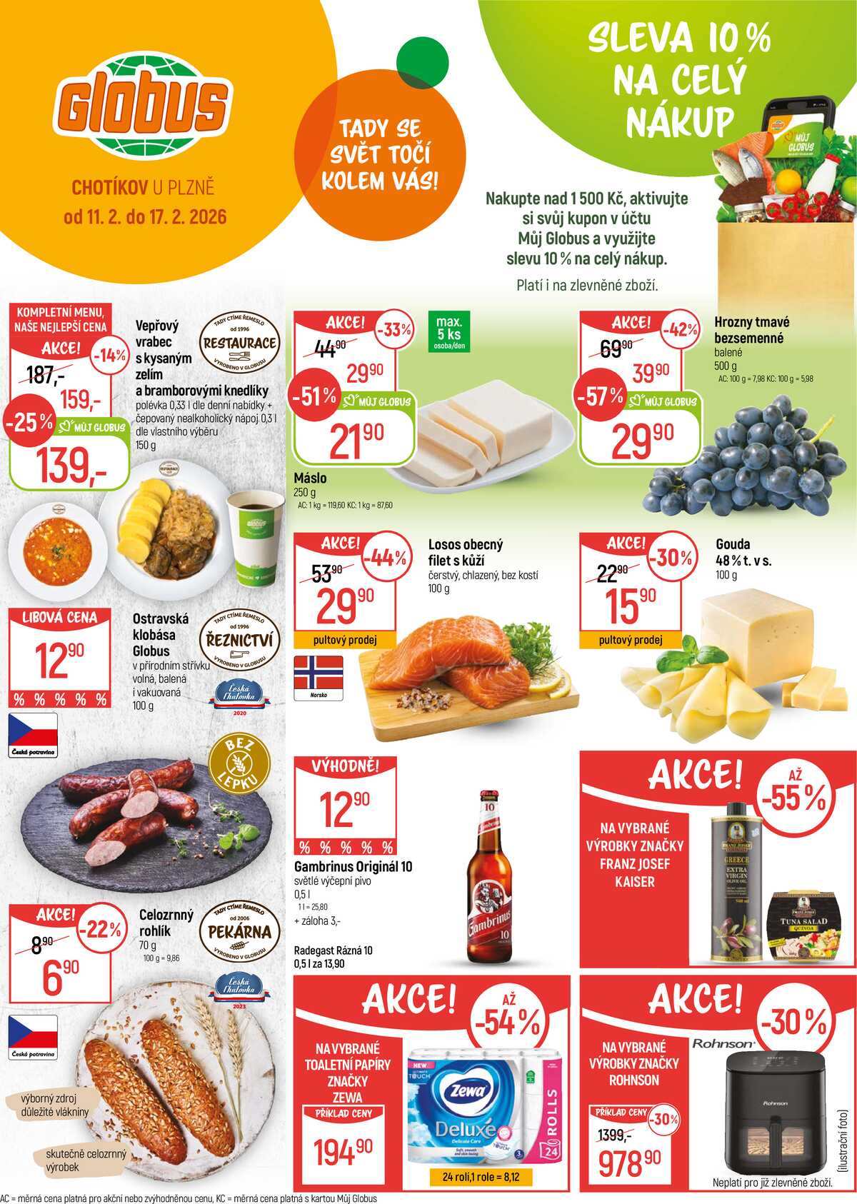 Akční leták Globus 11.2. - 17.2.2026 - Globus Chotíkov u Plzně strana 1
