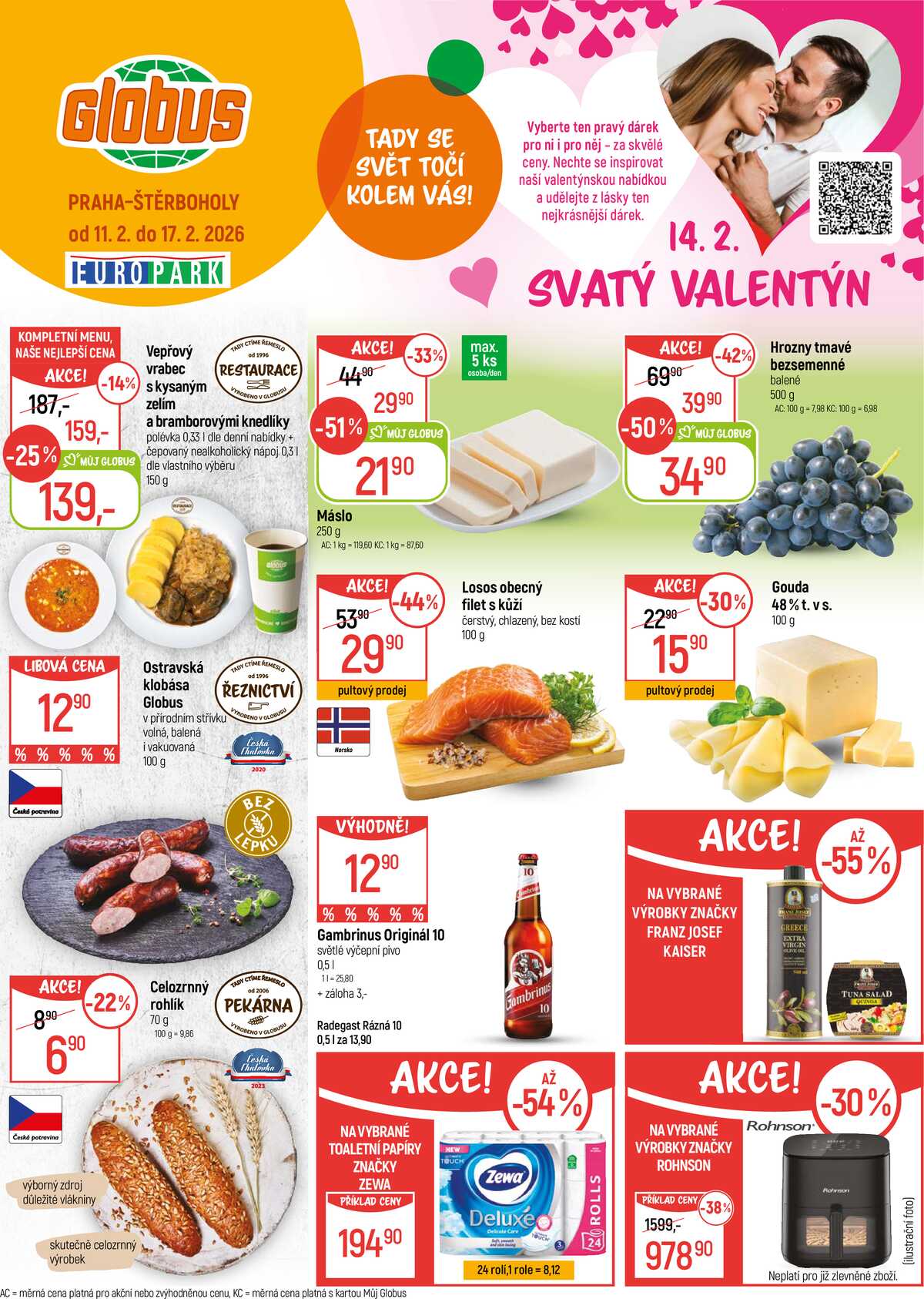 Akční leták Globus 11.2. - 17.2.2026 - Globus Praha - Štěrboholy strana 1