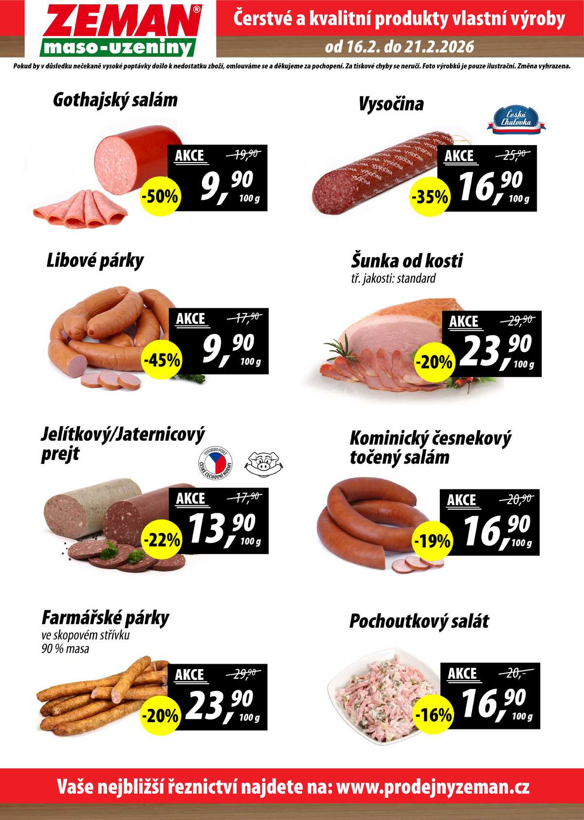 ZEMAN maso-uzeniny akční leták pro vybrané prodejny druhé skupiny od 16.2. do 21.2.2026 strana 2