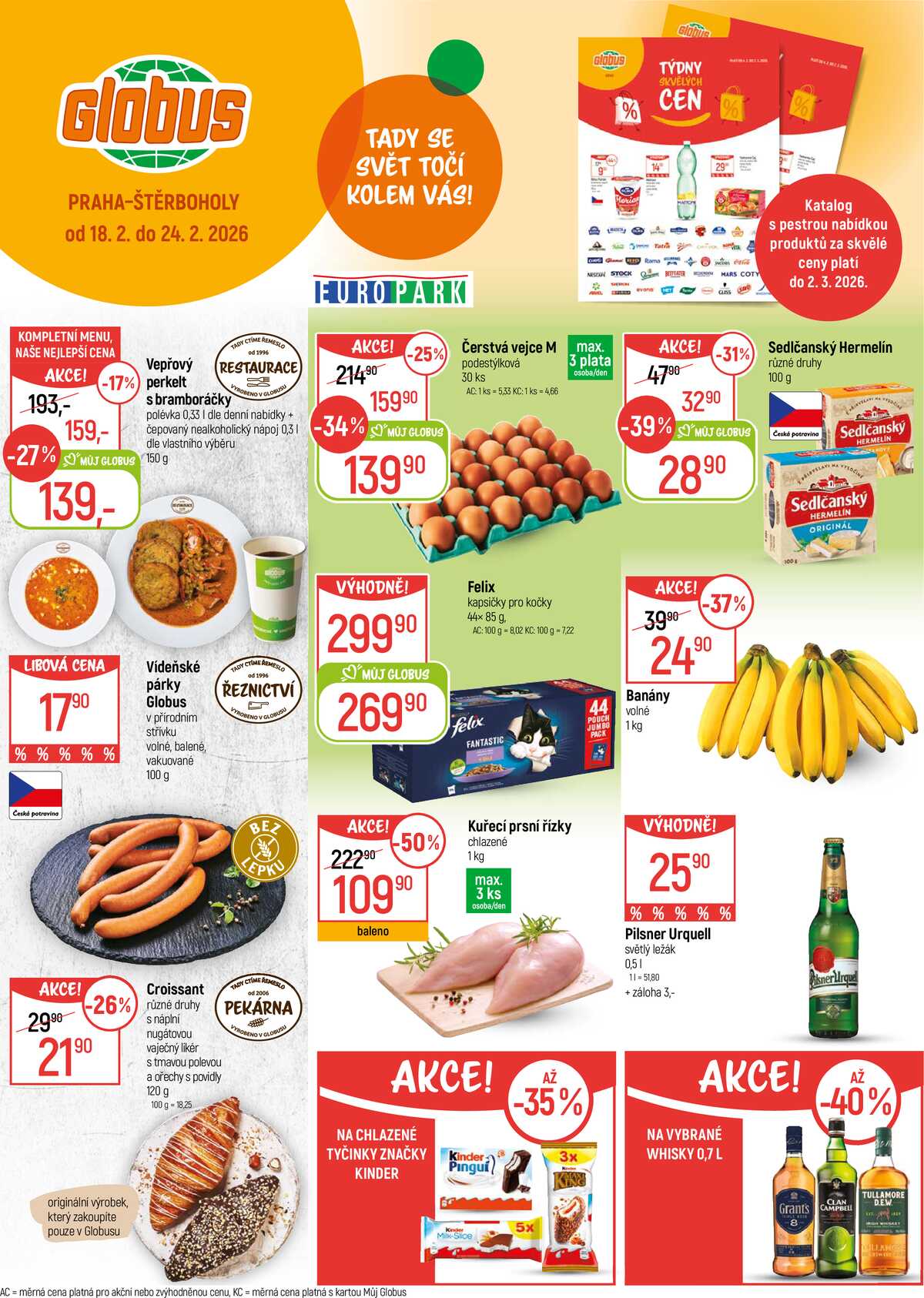 Akční leták Globus 18.2. - 24.2.2026 - Globus Praha - Štěrboholy strana 1