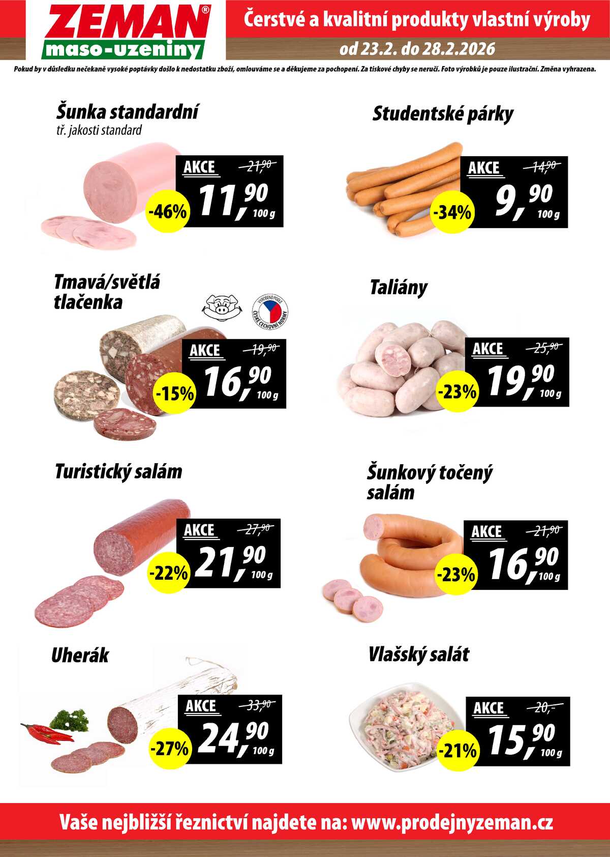 ZEMAN maso-uzeniny akční leták pro vybrané prodejny druhé skupiny od 23.2. do 28.2.2026 strana 2