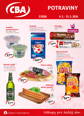 CBA potraviny od 4.3. do 15.3.2026