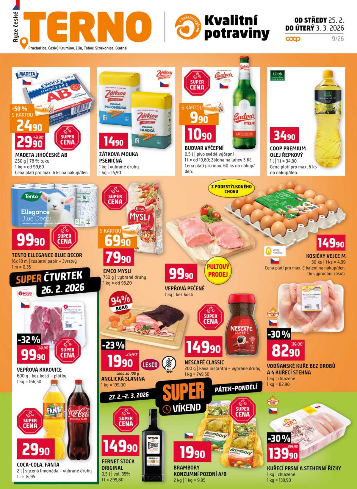 Terno Prachatice, Český Krumlov, Zlín, Tábor, Strakonice, Blatná od 25.2. do 3.3. strana 1