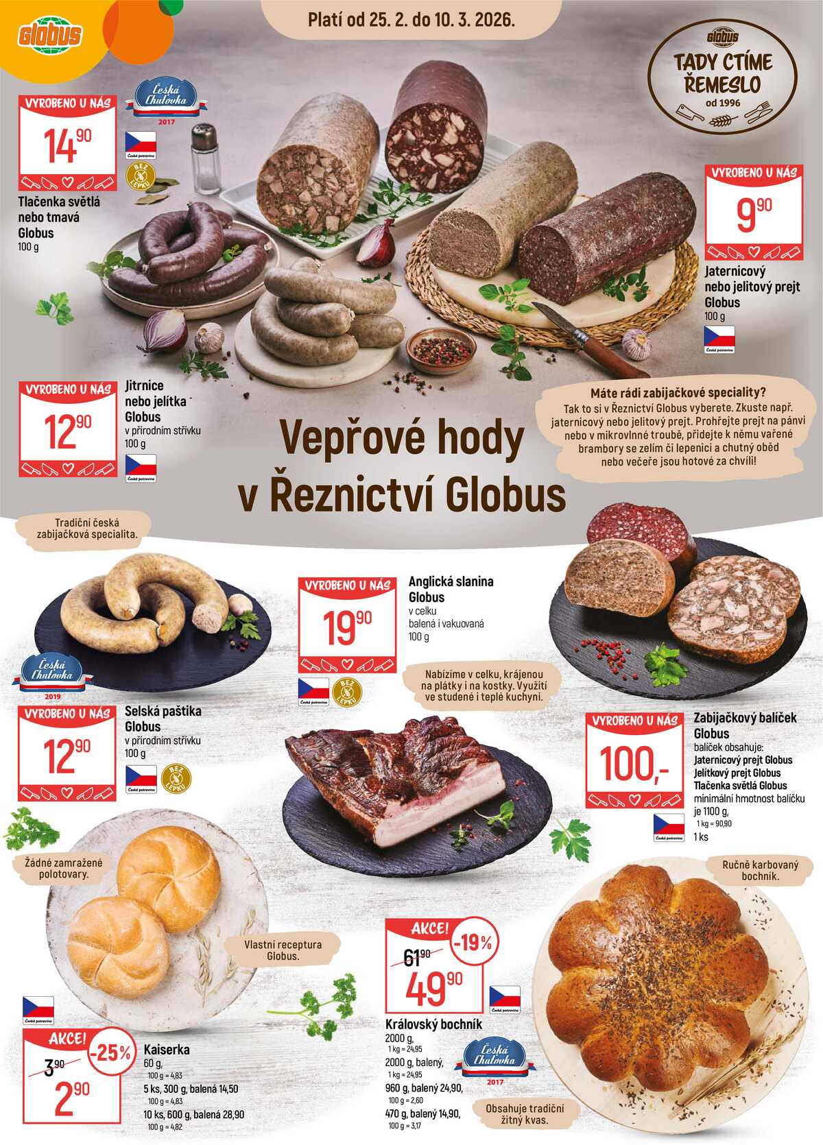 Akční leták Globus 25.2. - 10.3.2026 - Globus České Budějovice strana 1