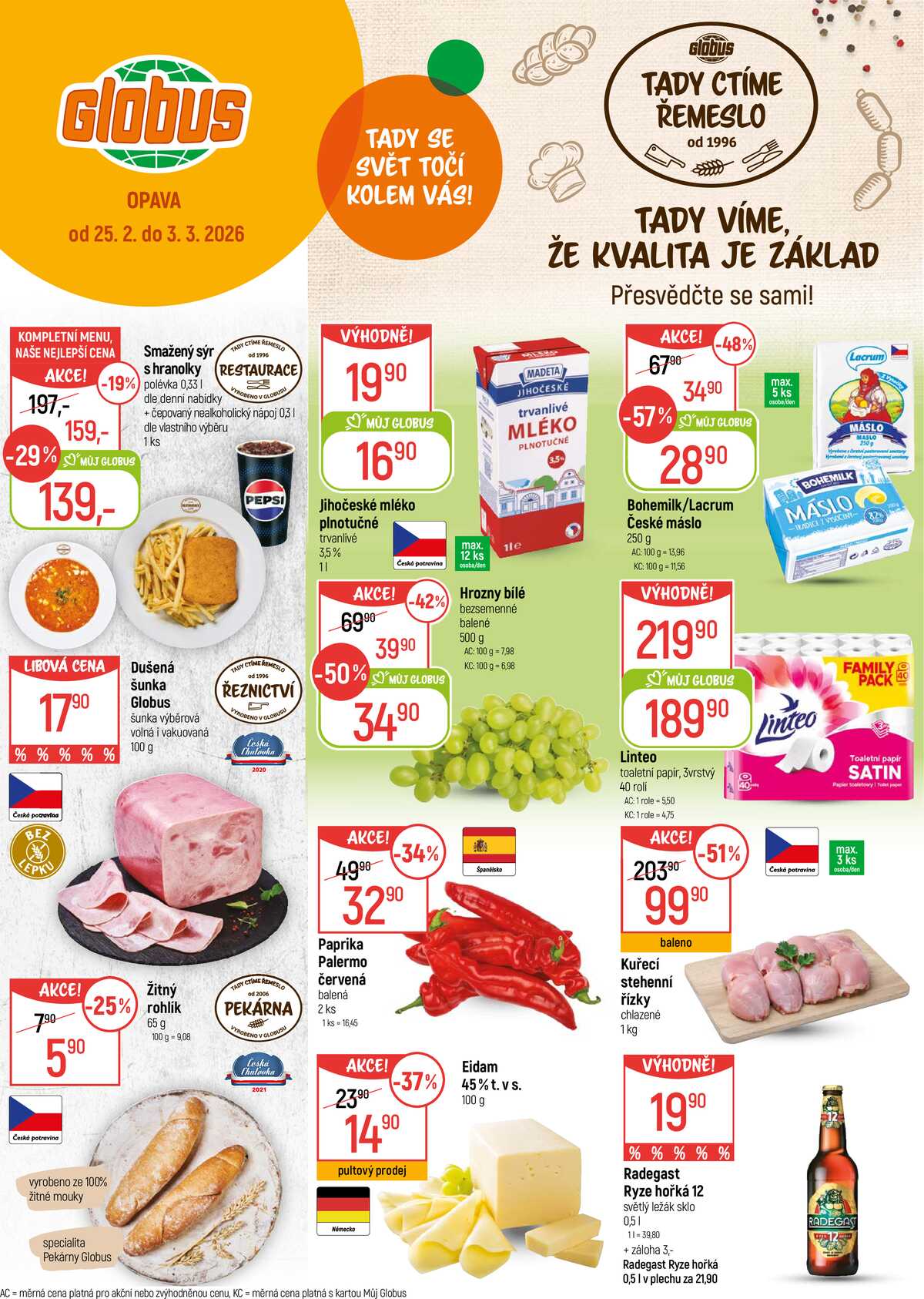 Akční leták Globus 25.2. - 3.3.2026 - Globus Opava strana 1