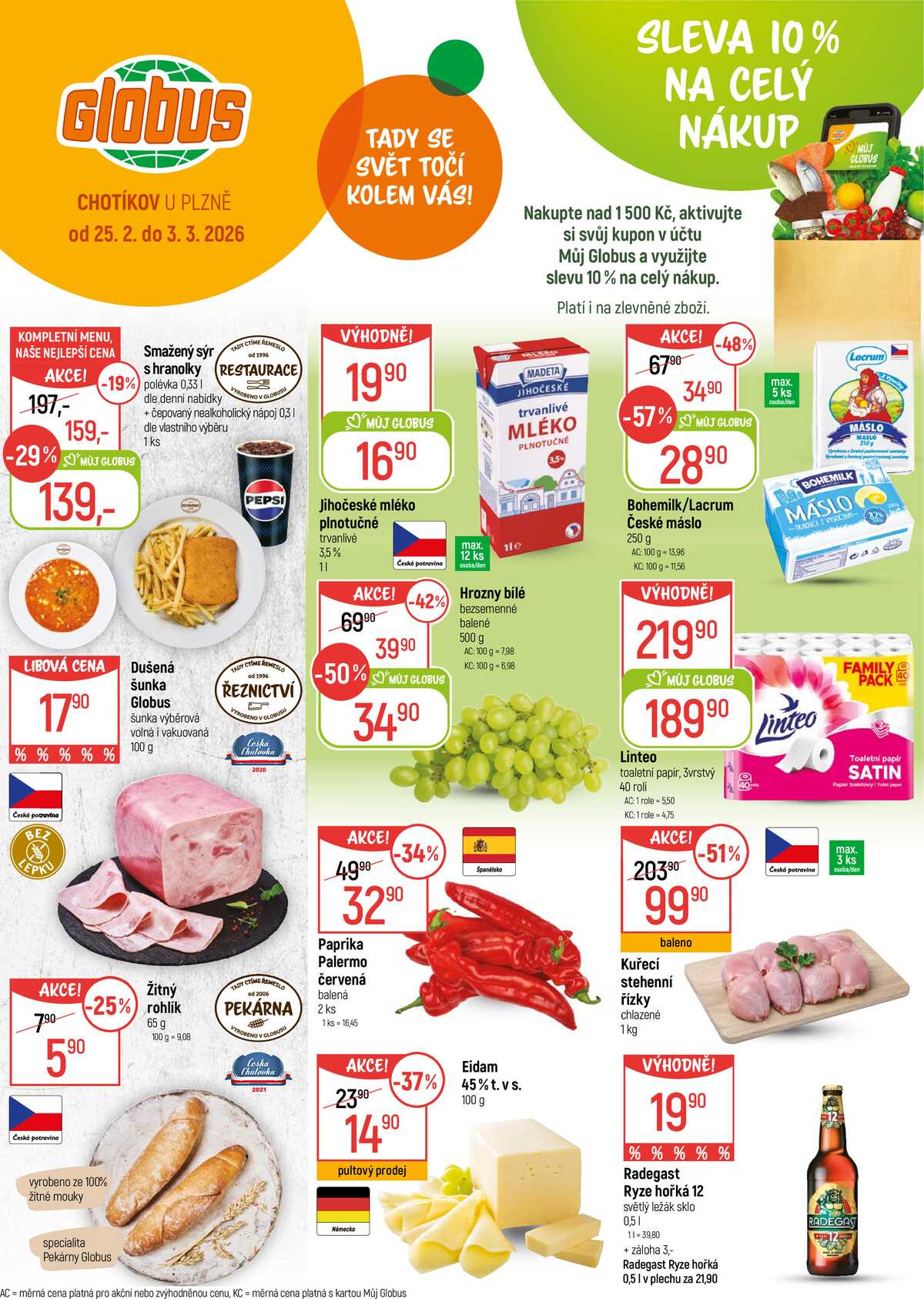 Akční leták Globus 25.2. - 3.3.2026 - Globus Chotíkov u Plzně strana 1