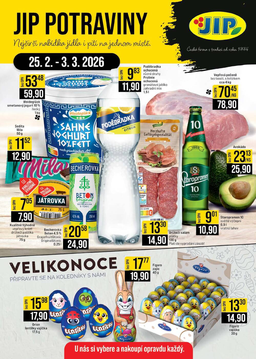 JIP Cash & Carry České Budějovice, Most, Náchod, Polička, Sušice a Svoboda nad Úpou od 25.2. do 3.3.2026