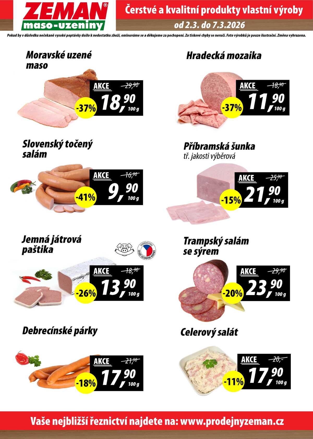 ZEMAN maso-uzeniny akční leták pro vybrané prodejny druhé skupiny od 2.3. do 7.3.2026 strana 2