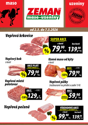 ZEMAN maso-uzeniny akční leták pro vybrané prodejny druhé skupiny od 2.3. do 7.3.2026