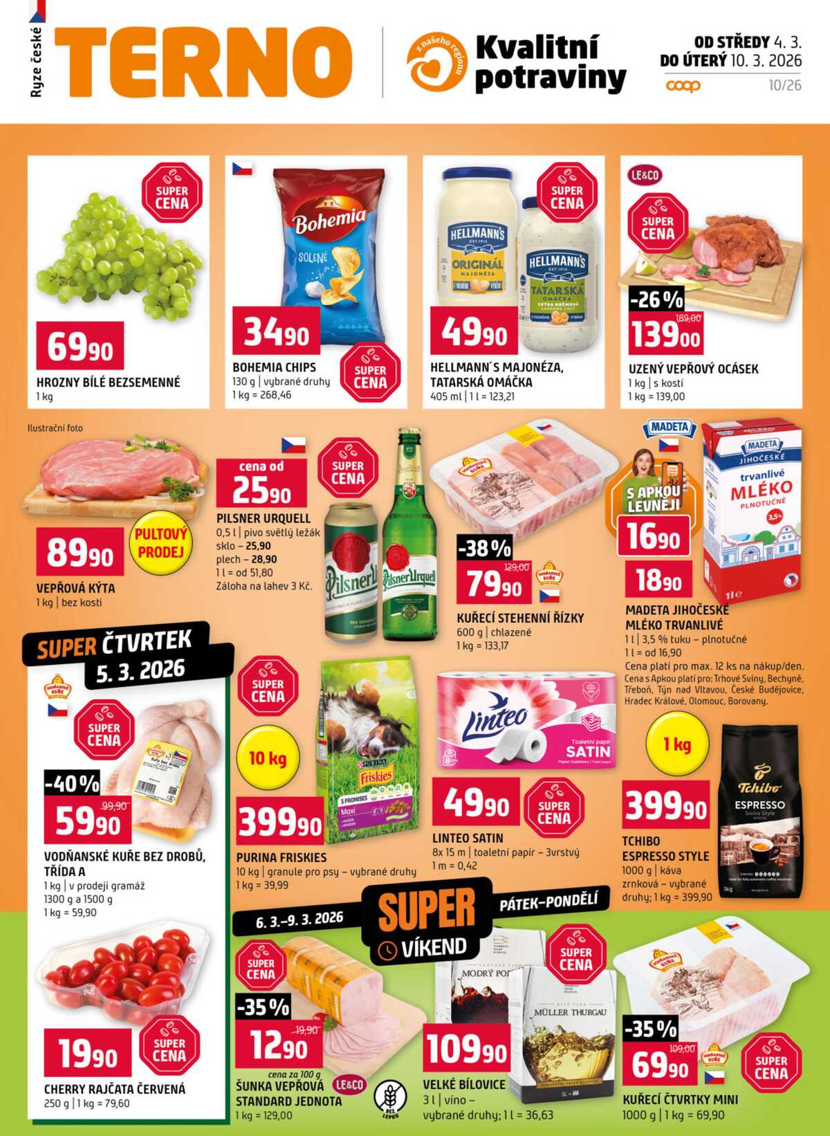 Terno České Budějovice, Třeboň, Trhové sviny, Bechyně, Týn nad Vltavou od 4.3. do 10.3.2026 strana 1