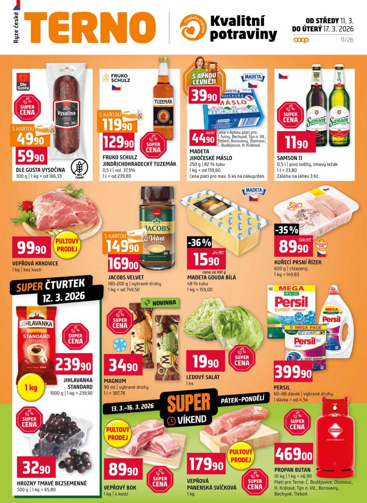 Terno České Budějovice, Třeboň, Trhové sviny, Bechyně, Týn nad Vltavou od 11.3. do 17.3.2026 strana 1