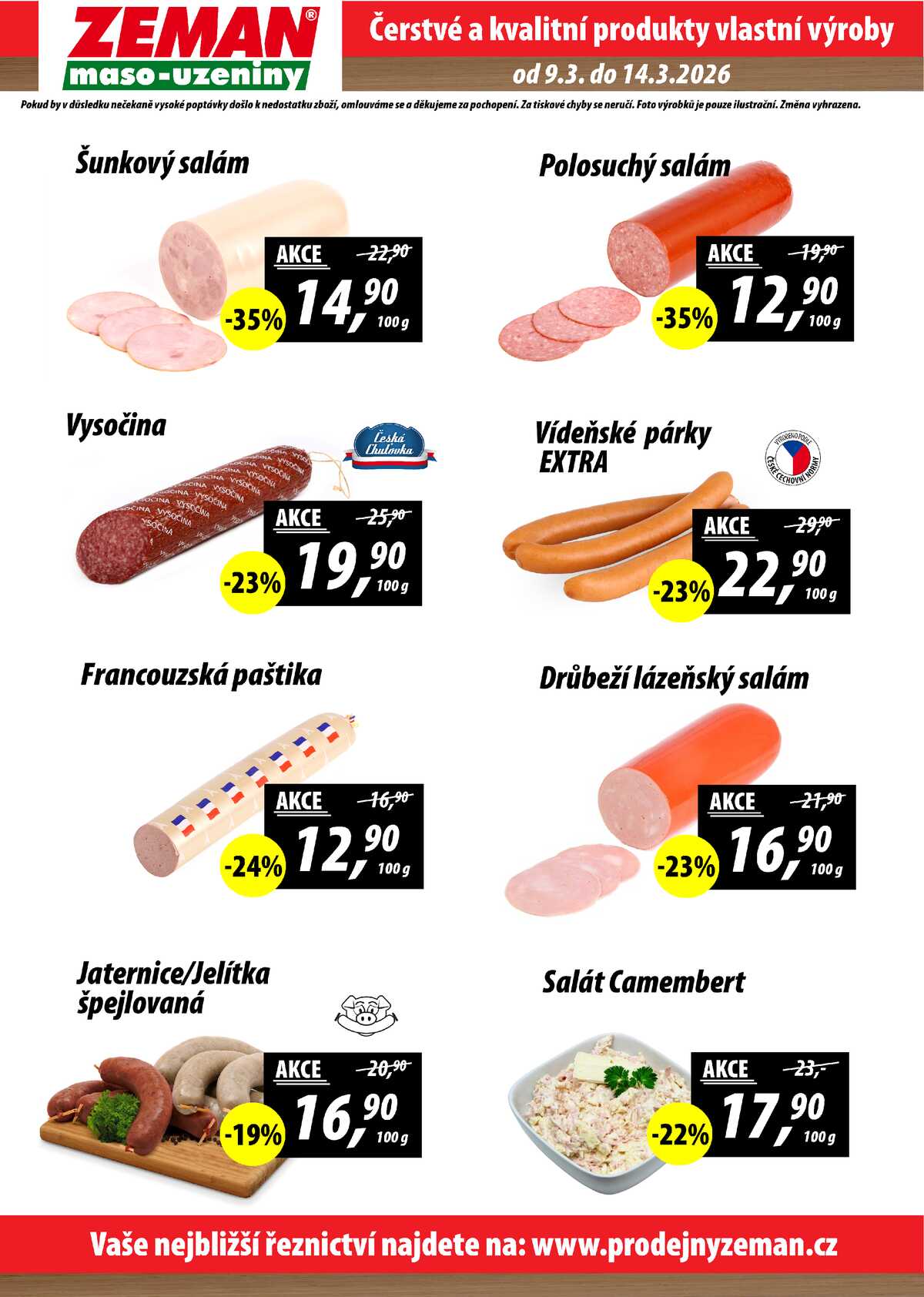 ZEMAN maso-uzeniny akční leták pro vybrané prodejny první skupiny od 9.3. do 14.3.2026 strana 2