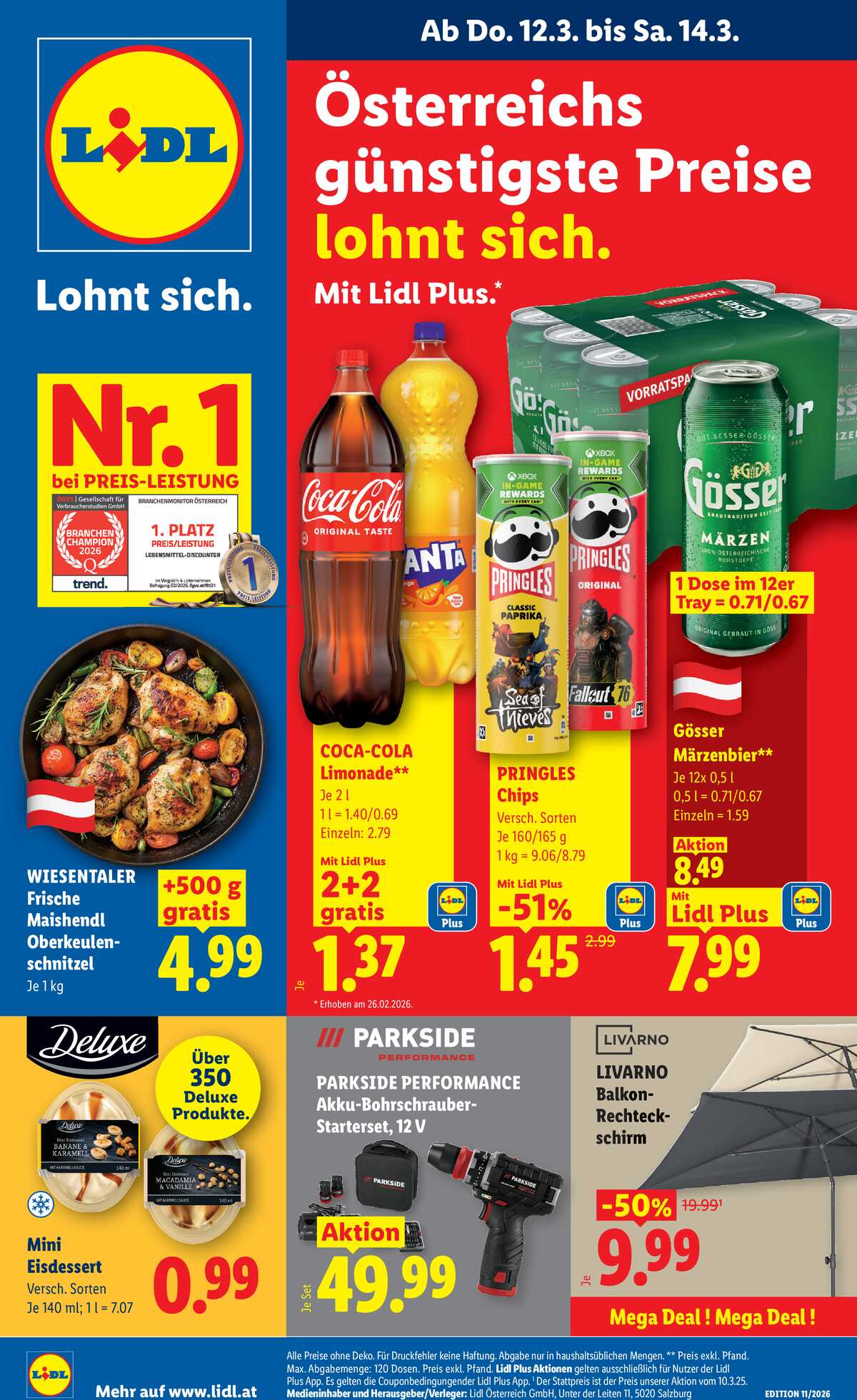 Leták Lidl Rakousko 12.3.-18.3.2026 strana 1