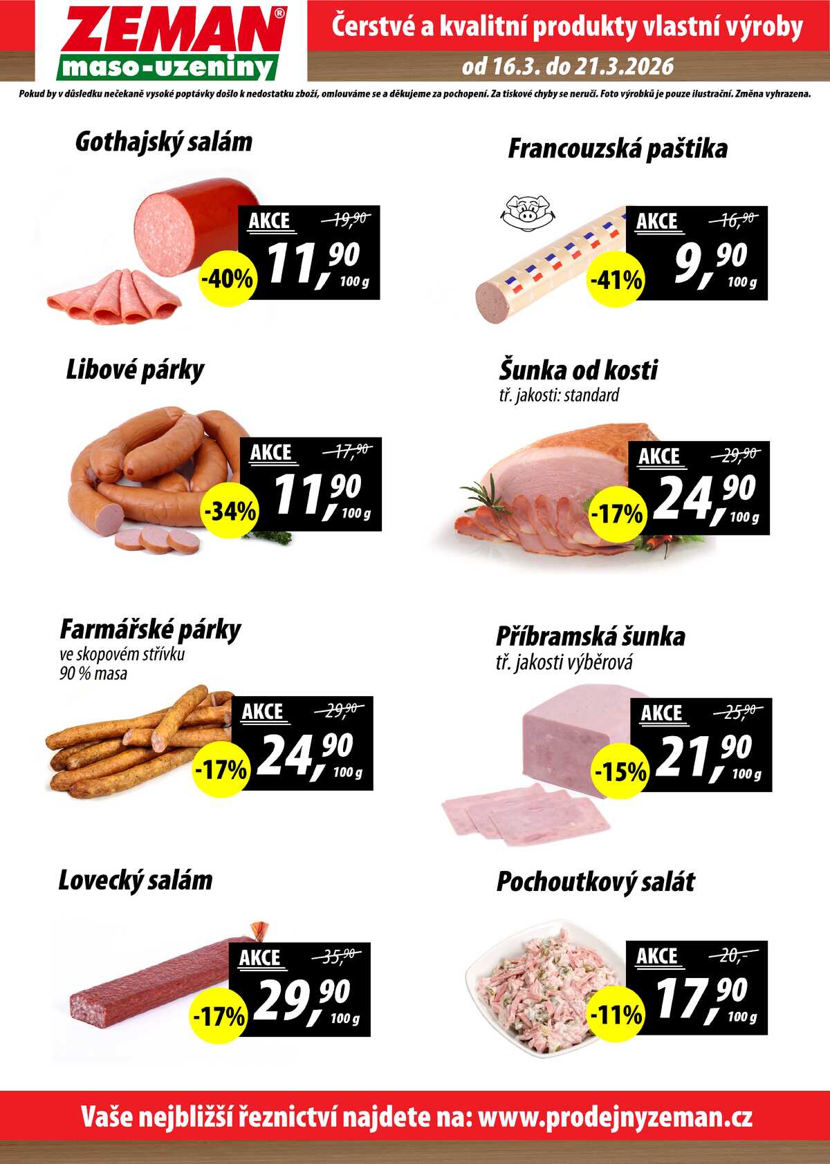 ZEMAN maso-uzeniny akční leták pro vybrané prodejny první skupiny od 16.3. do 21.3.2026 strana 2