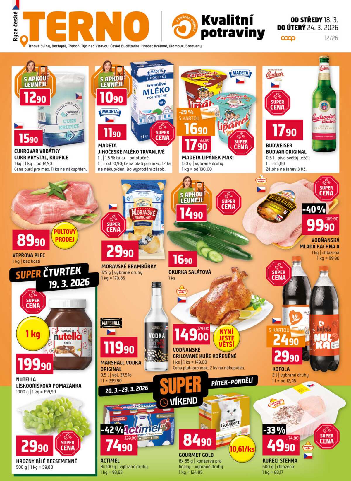 Terno České Budějovice, Hradec Králové, Olomouc, Třeboň, Trhové Sviny, Týn nad Vltavou, Borovany, Bechyně 18.3. - 24.3. strana 1