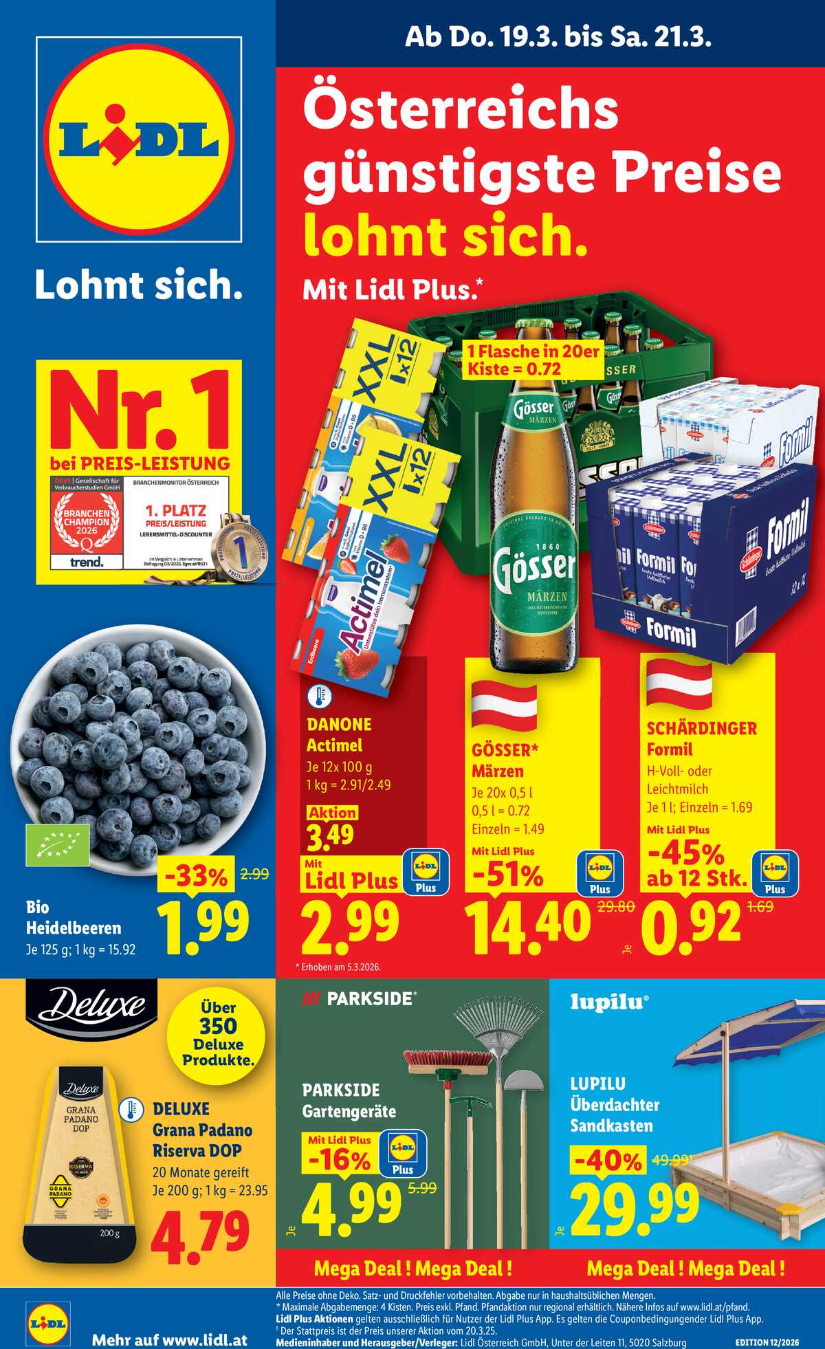 Leták Lidl Rakousko 19.3.-25.3.2026 strana 1