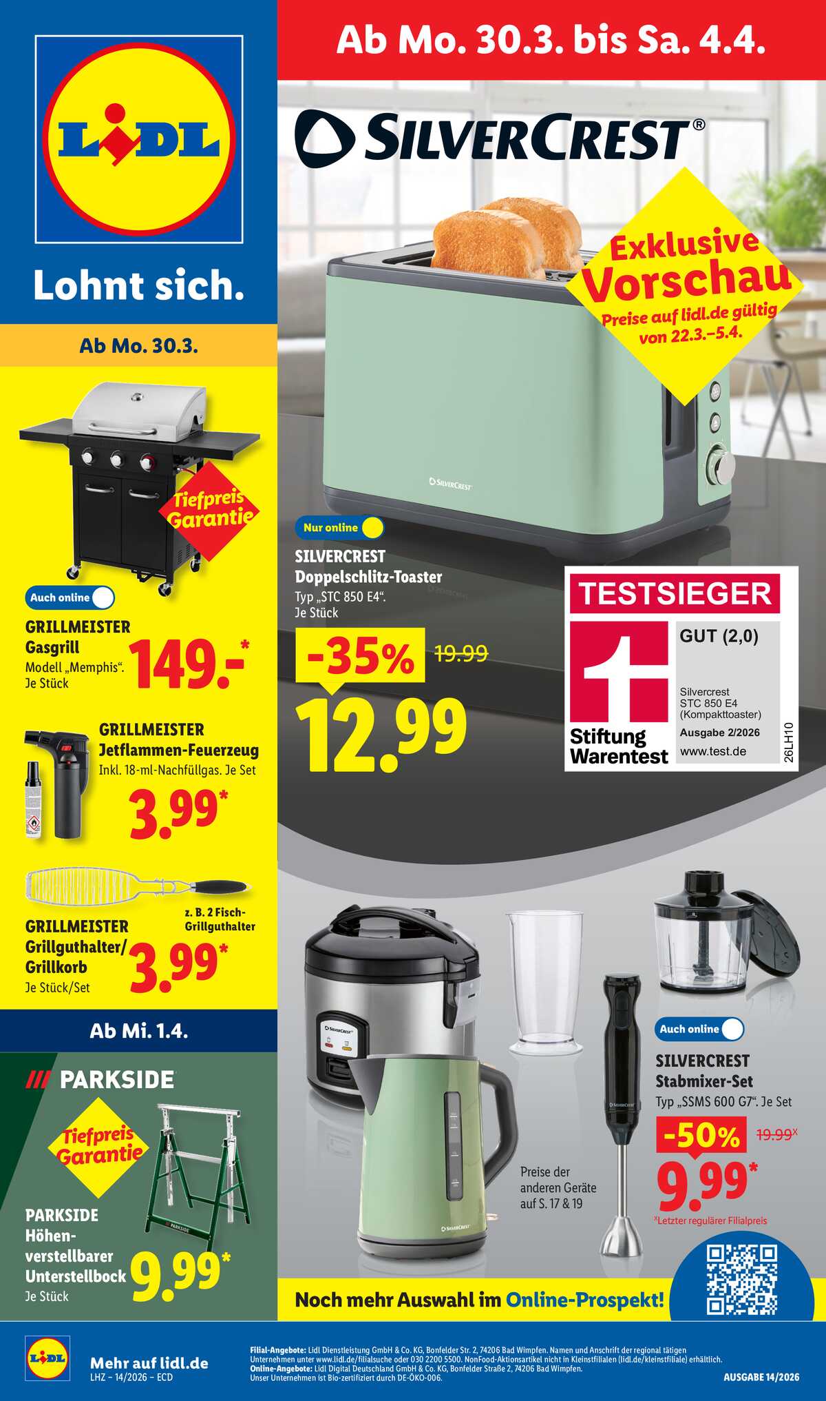 Leták Lidl Německo 30.3.-4.4.2026 strana 1