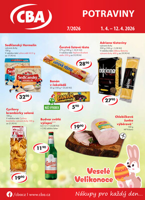 CBA potraviny od 1.4. do 12.4.2026