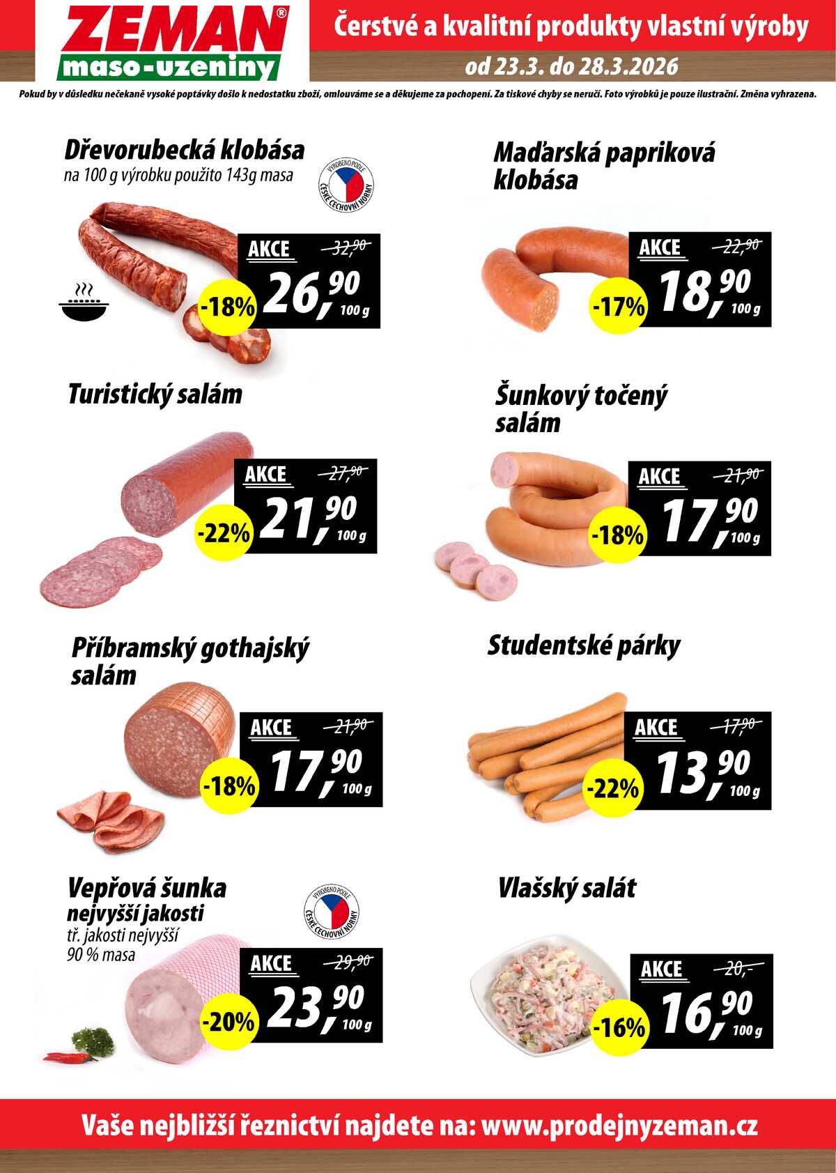 ZEMAN maso-uzeniny akční leták pro vybrané prodejny první skupiny od 23.3. do 28.3.2026 strana 2