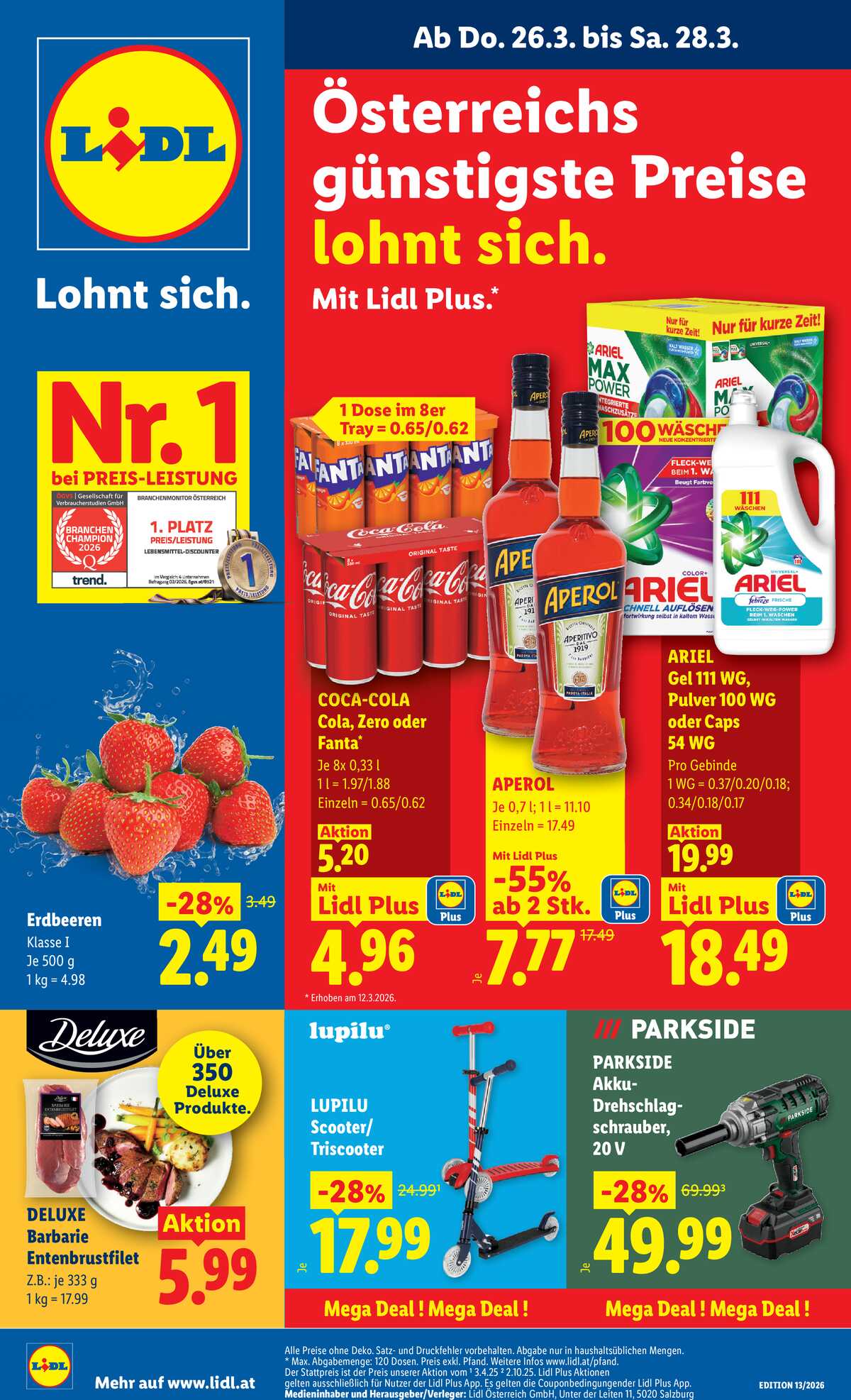 Leták Lidl Rakousko 26.3.-1.4.2026 strana 1