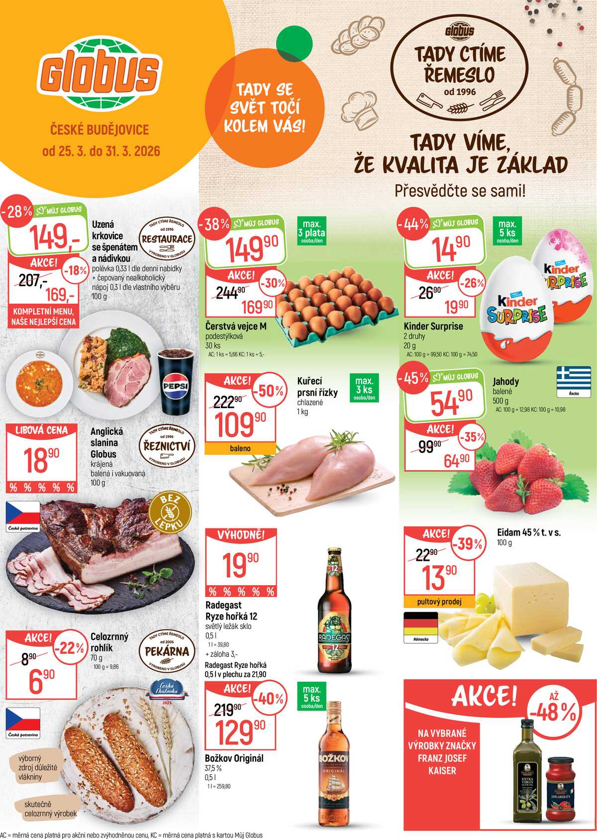 Akční leták Globus 25.3. - 31.3.2026 - Globus České Budějovice strana 1