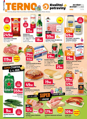 Terno České Budějovice, Třeboň, Trhové sviny, Bechyně, Týn nad Vltavou od 1.4. do 7.4.2026