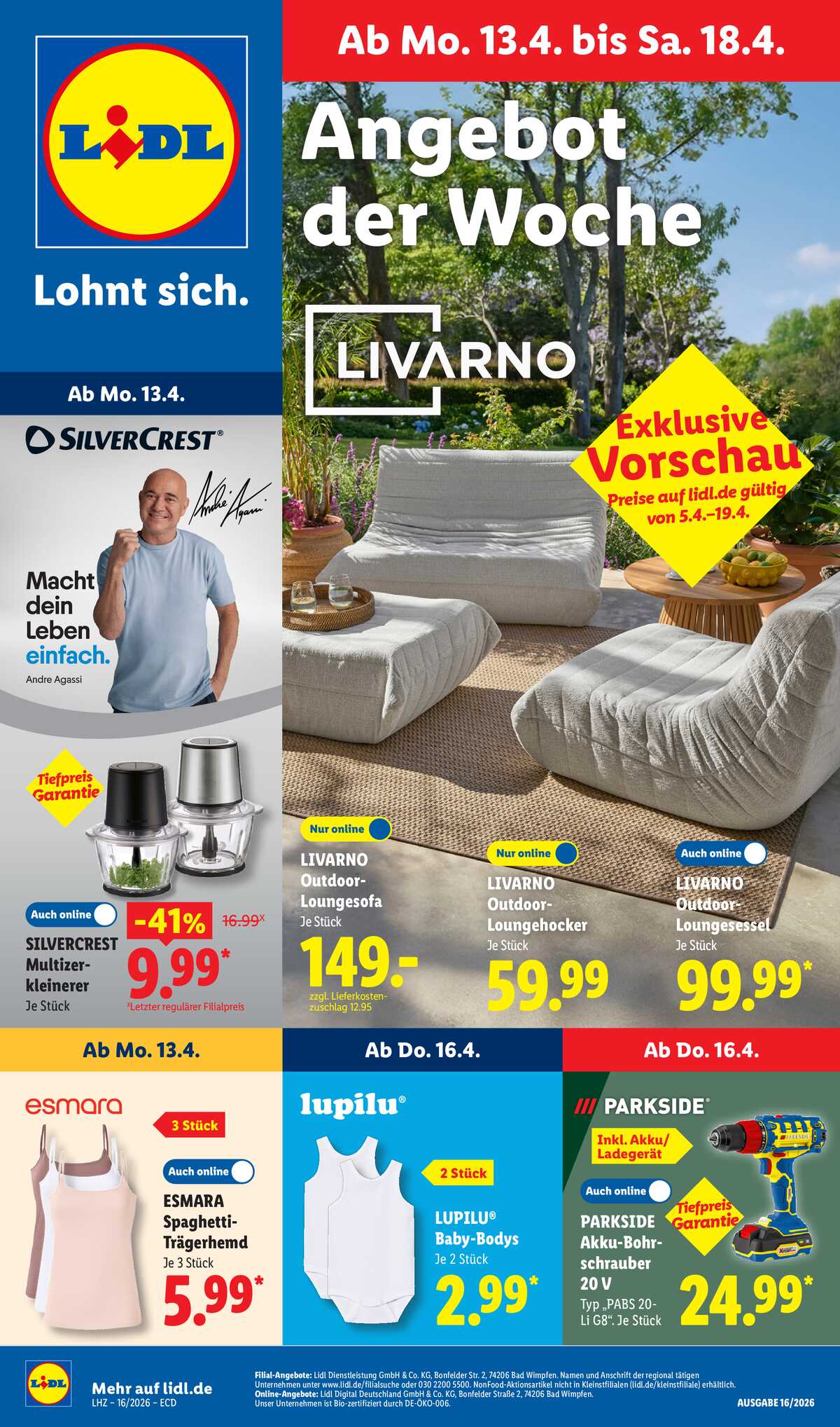 Leták Lidl Německo 13.4.-18.4.2026 strana 1