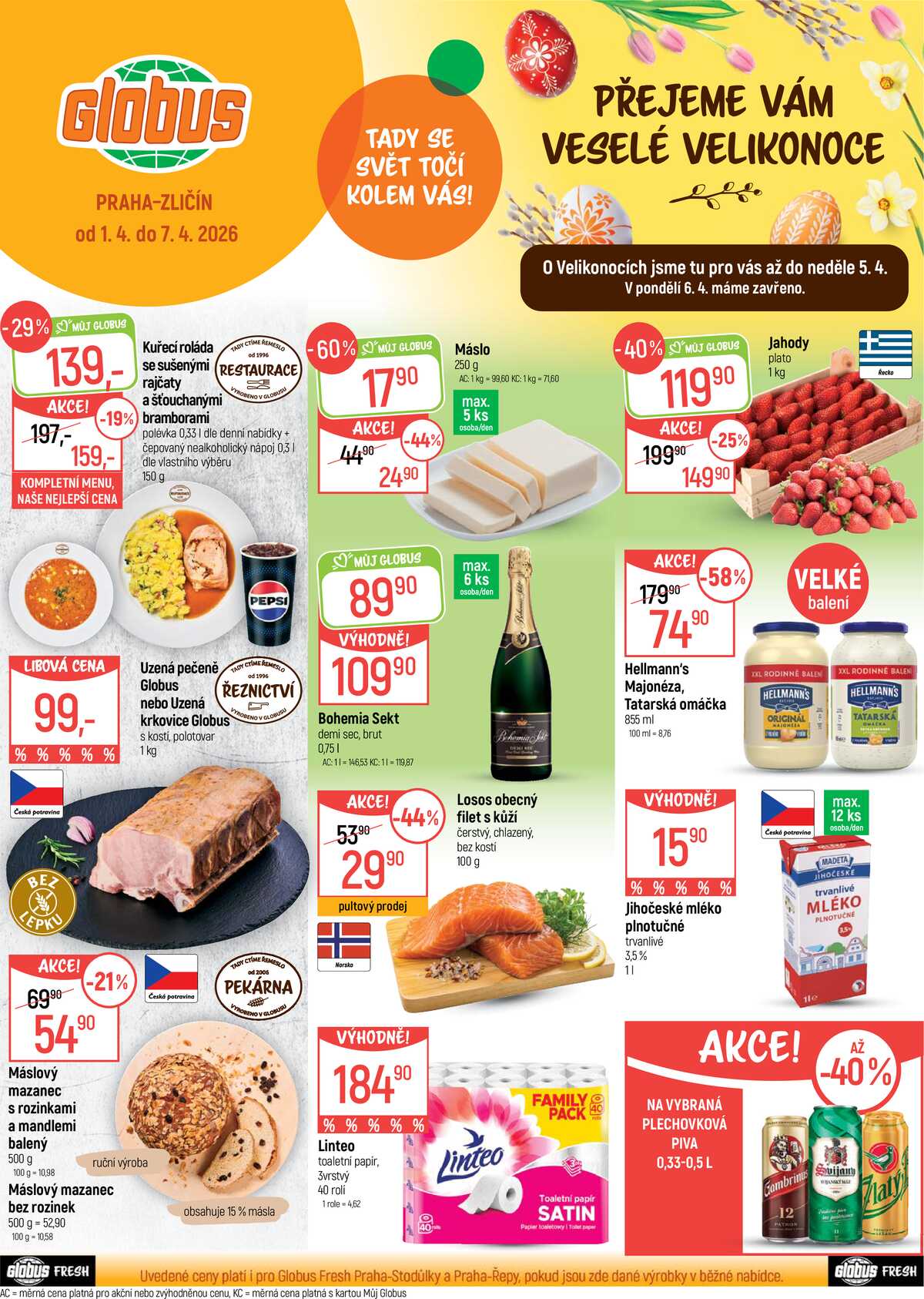 Akční leták Globus 1.4. - 7.4.2026 - Globus Praha - Zličín strana 1