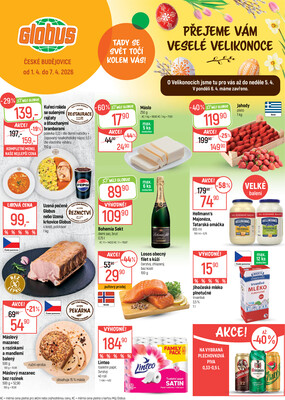 Akční leták Globus 1.4. - 7.4.2026 - Globus České Budějovice