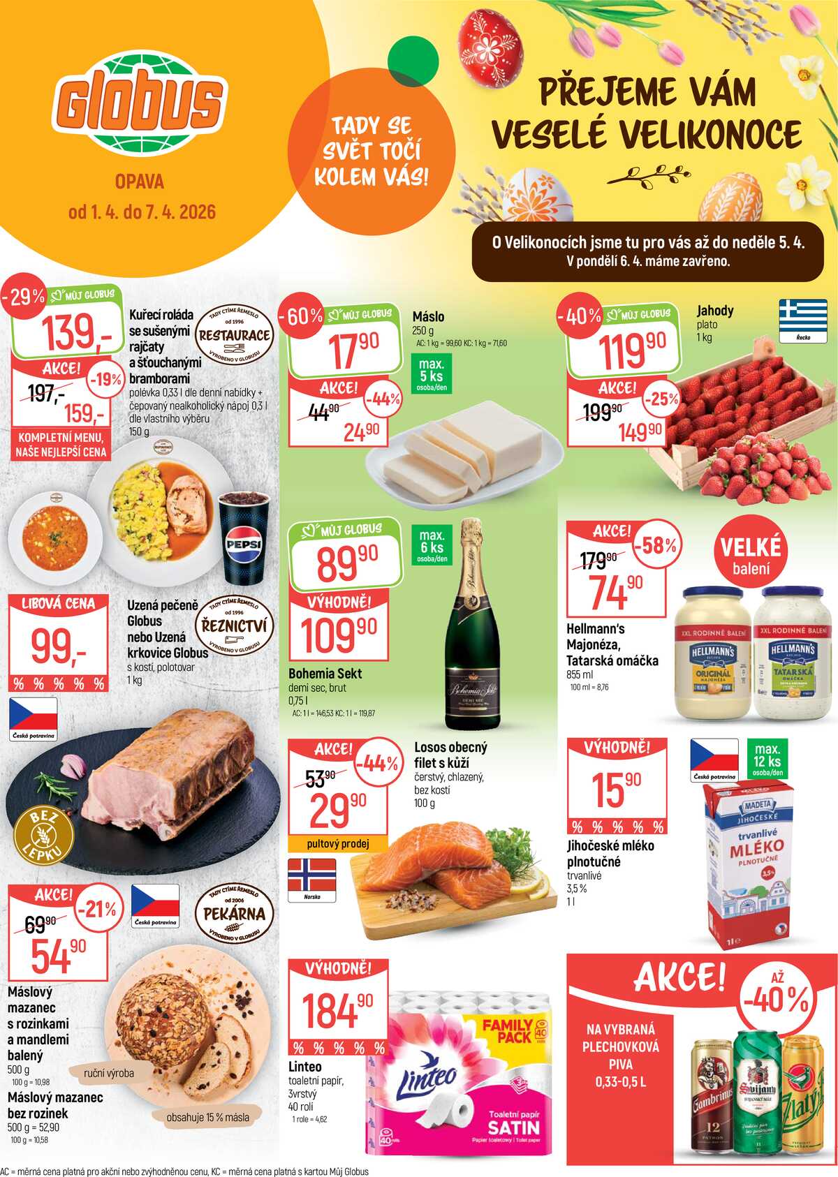 Akční leták Globus 1.4. - 7.4.2026 - Globus Opava strana 1