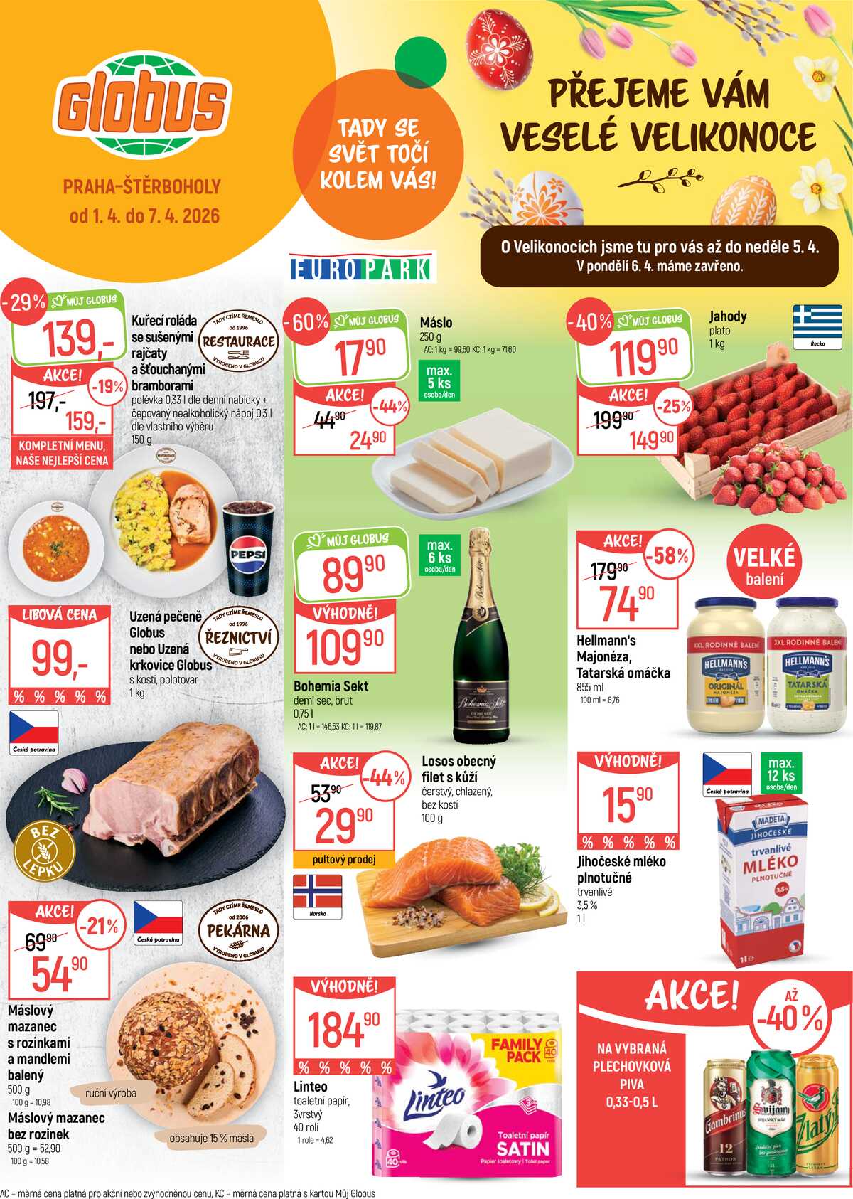 Akční leták Globus 1.4. - 7.4.2026 - Globus Praha - Štěrboholy strana 1