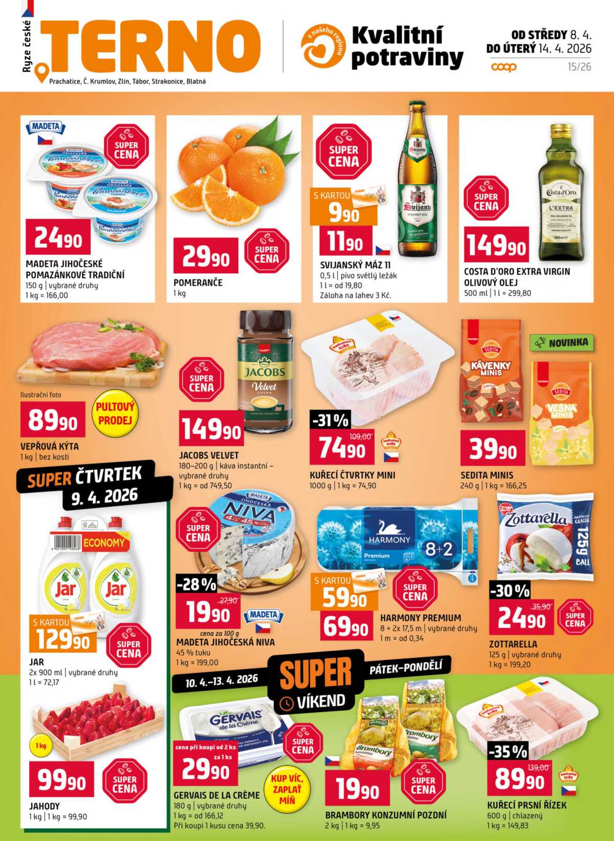 Terno Zlín, Jihlava, Český Krumlov, Prachatice, Strakonice a Tábor od 8.4. do 14.4.2026 strana 1