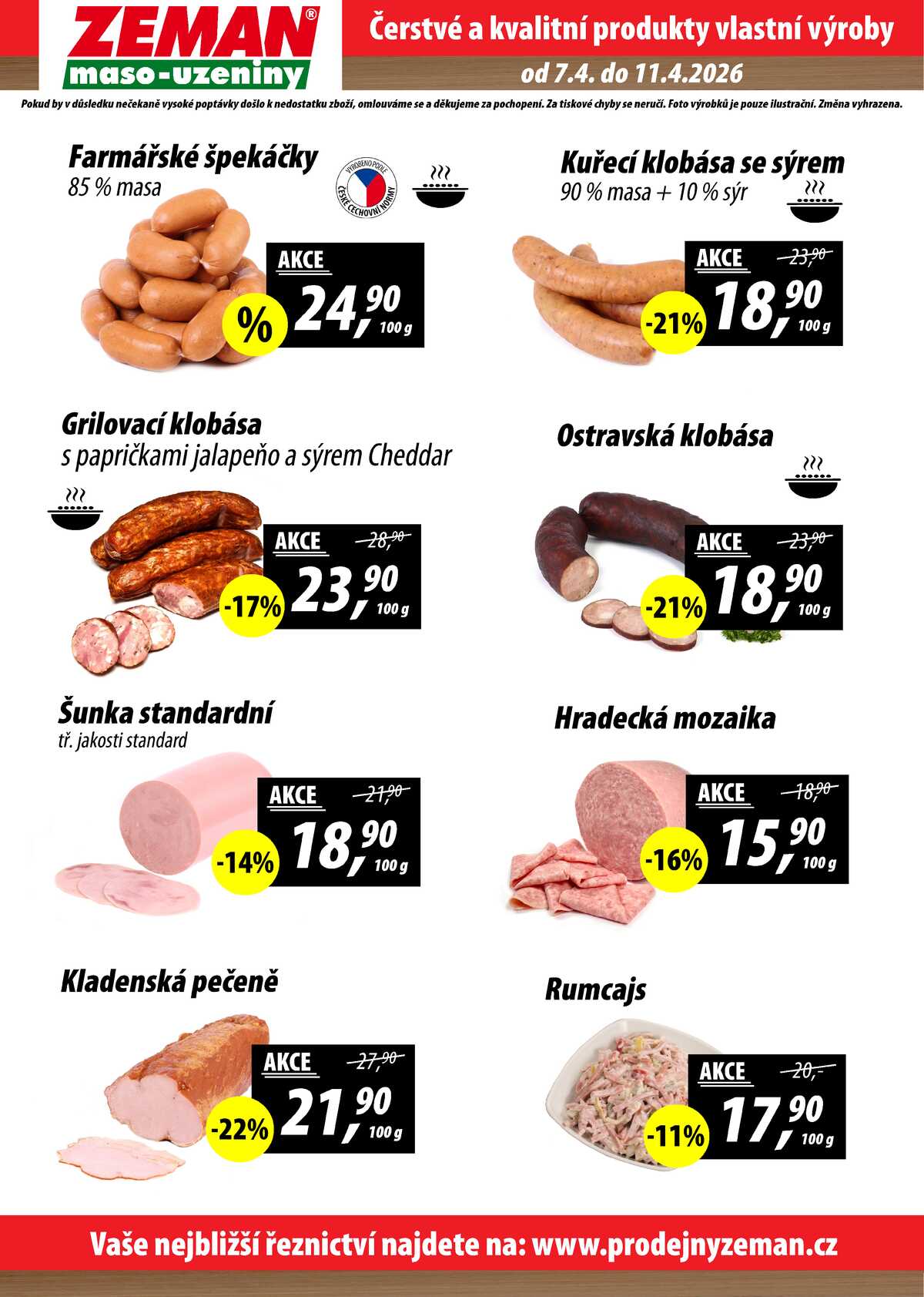 ZEMAN maso-uzeniny akční leták pro vybrané prodejny druhé skupiny od 7.4. do 11.4.2026 strana 2