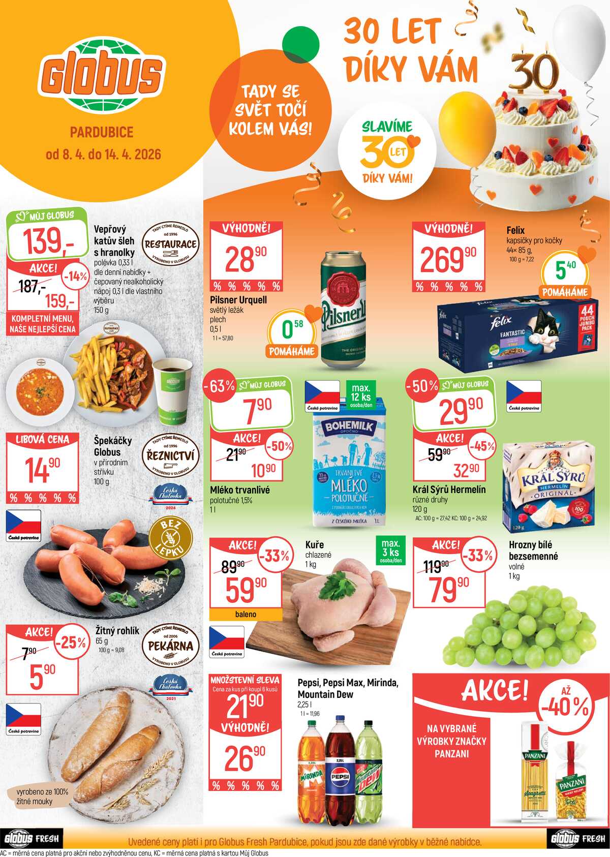 Akční leták Globus 8.4. - 14.4.2026 - Globus Pardubice strana 1