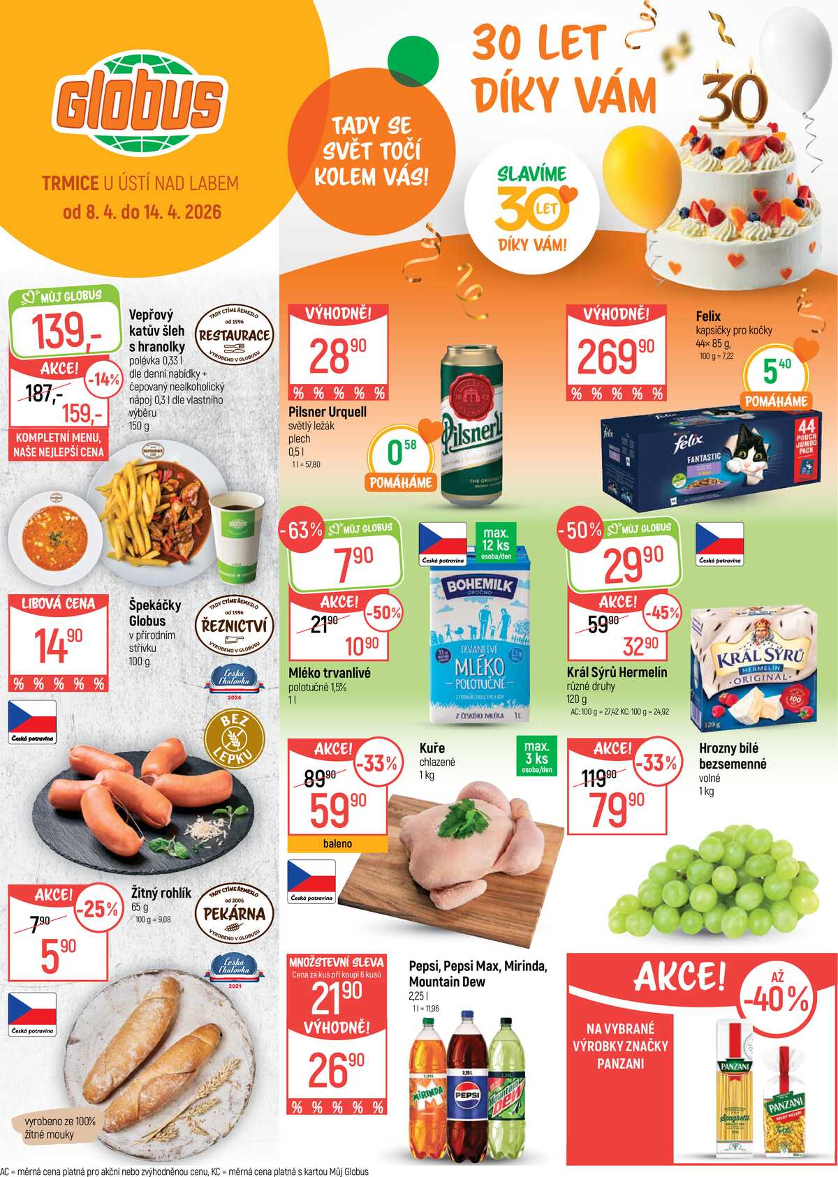 Akční leták Globus 8.4. - 14.4.2026 - Globus Trmice u Ústí nad Labem strana 1