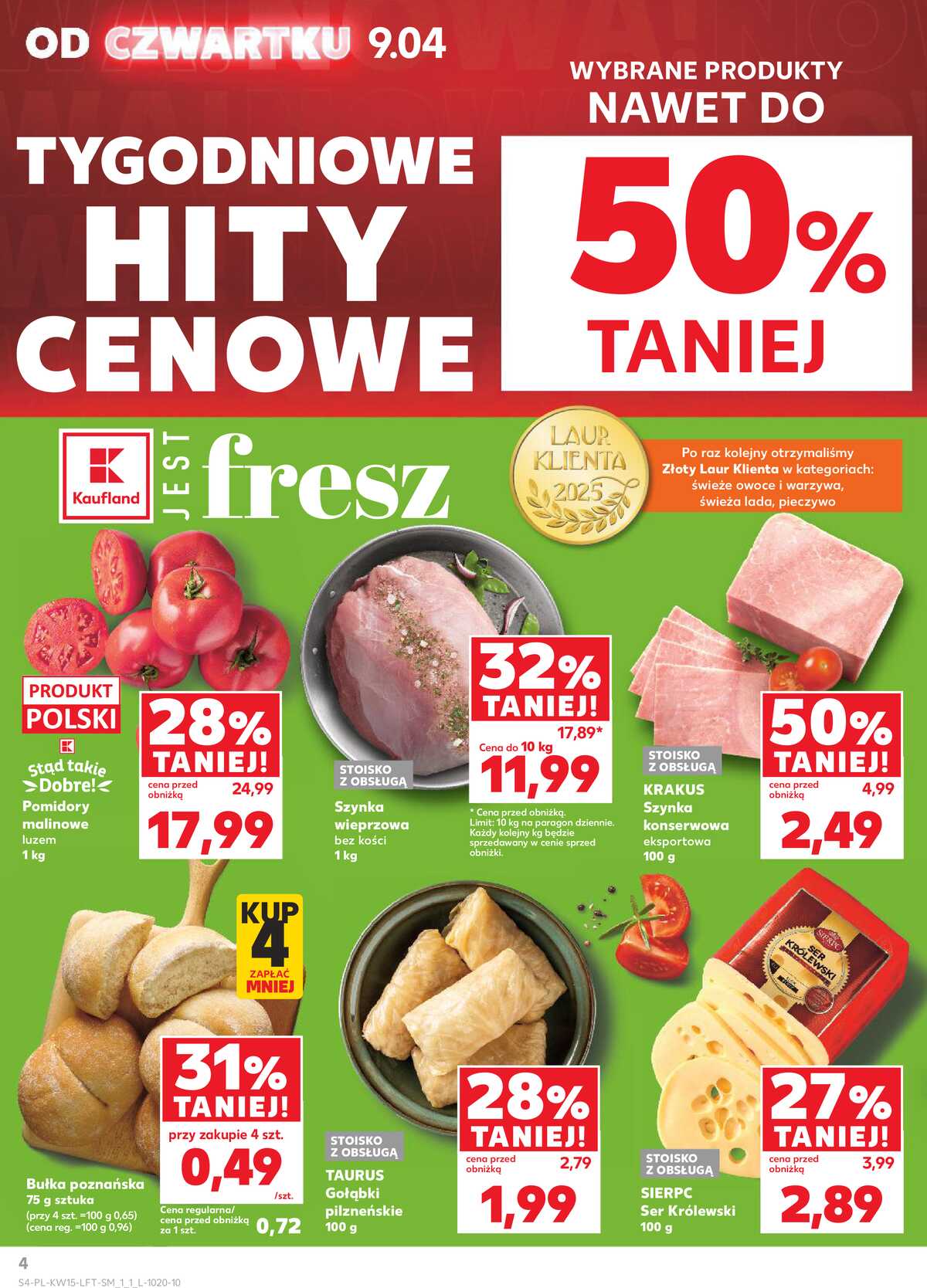 Leták Kaufland Polsko 9.4.-15.4.2026 - Noviny týdne strana 4