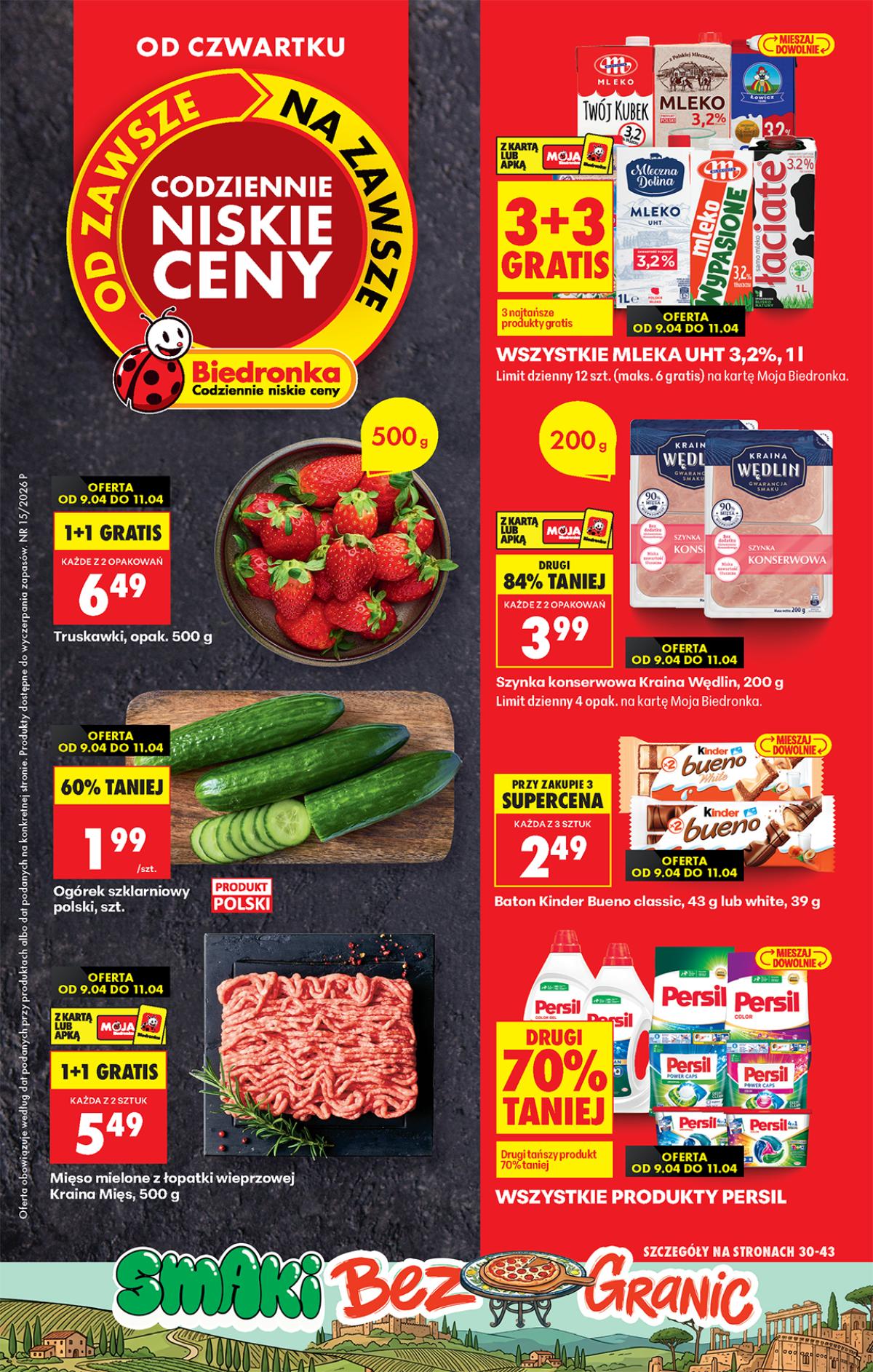 Leták Biedronka Polsko 9.4.-15.4.2026 strana 1