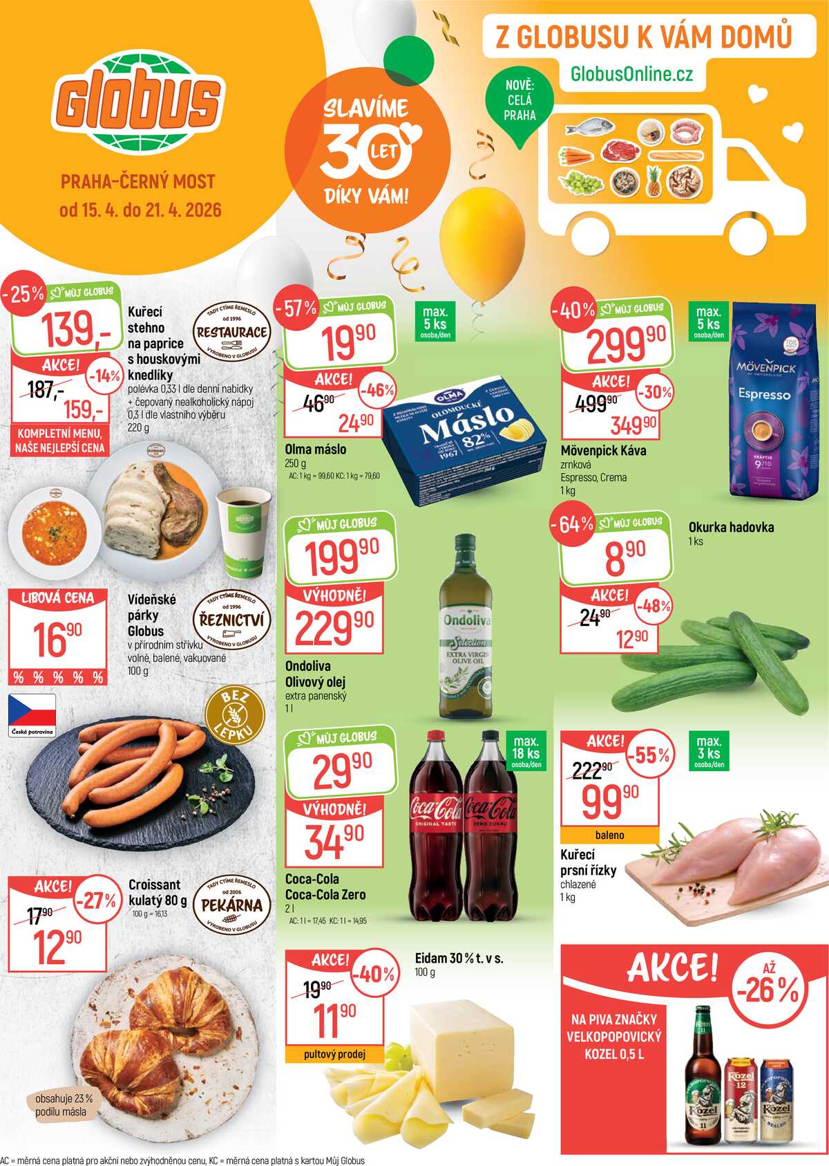 Akční leták Globus 15.4. - 21.4.2026 - Globus Praha - Centrum Černý Most strana 1