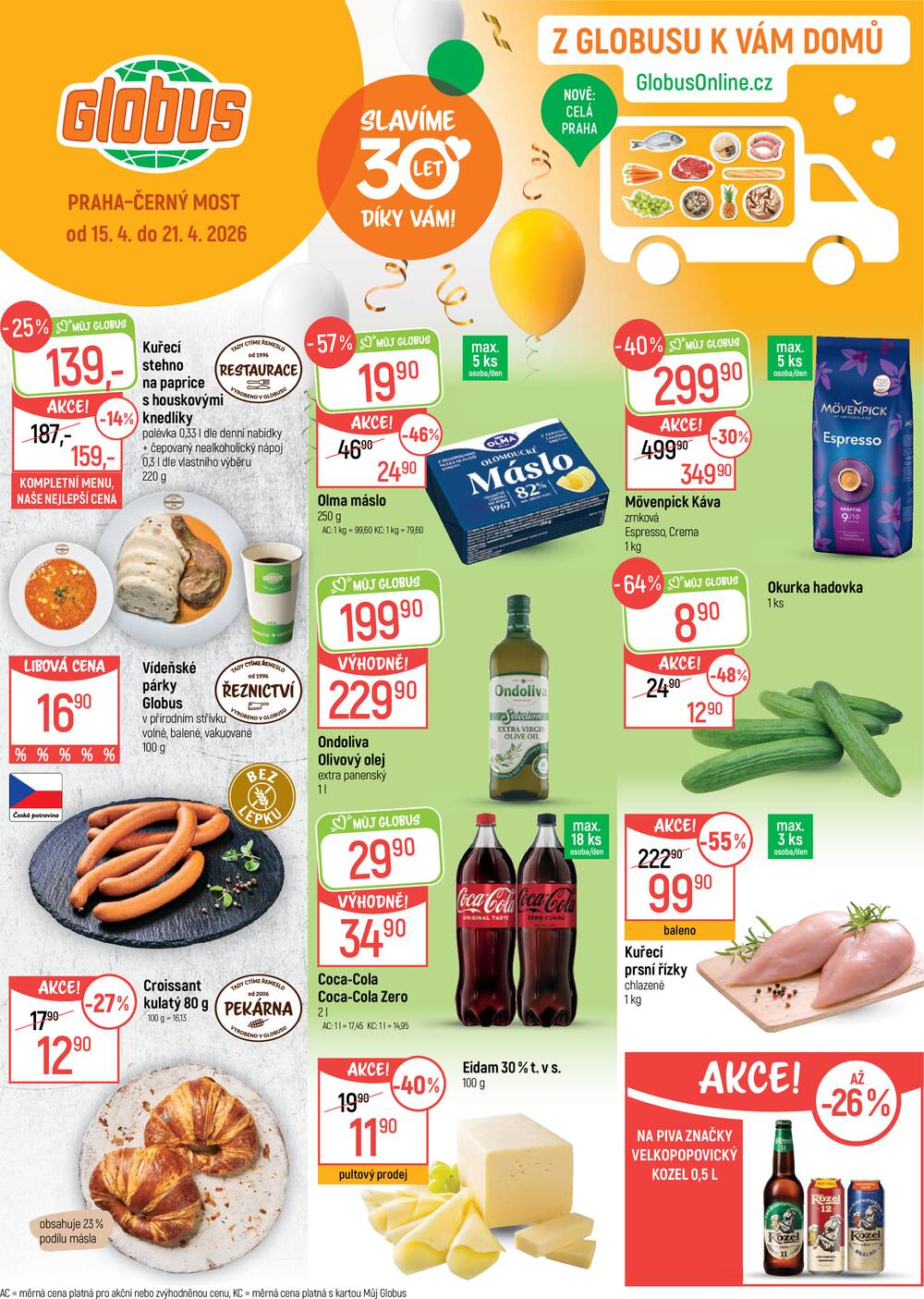 Leták Globus - Akční leták Globus 15.4. - 21.4.2026 - Globus Praha - Centrum Černý Most - strana 1